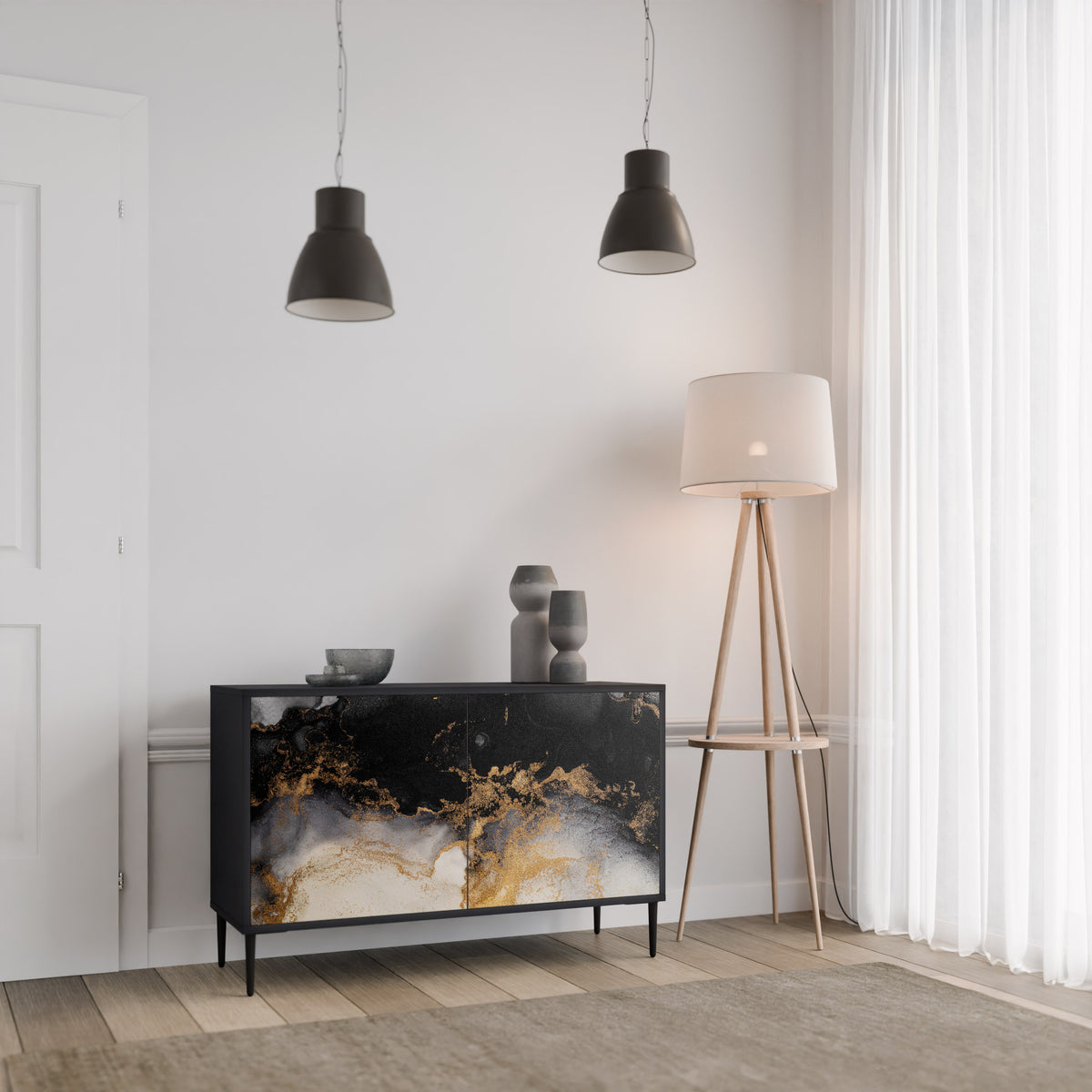 MARBLE OF TOMMORROW Skänk med två dörrar