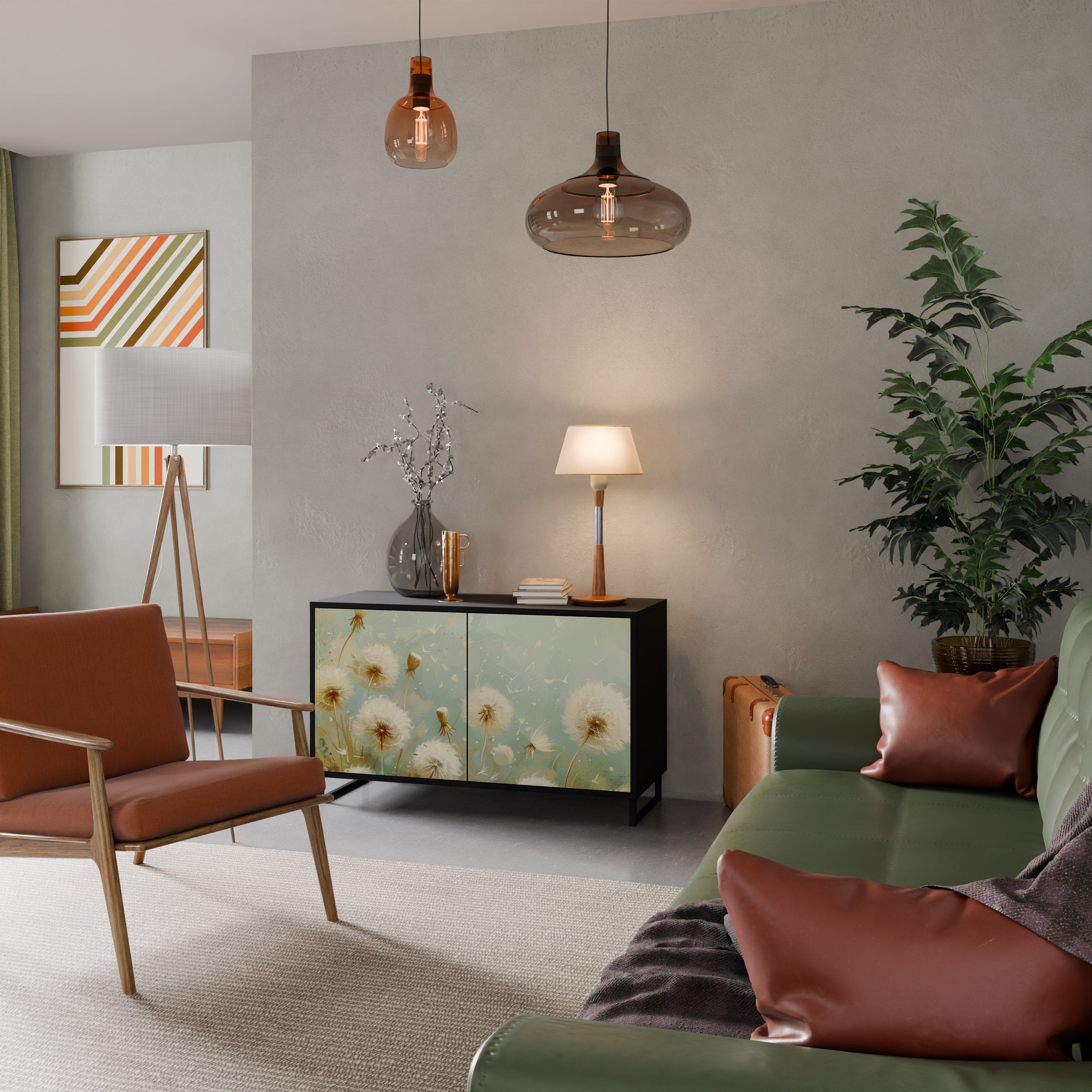 DREAMY MEADOW 2-dörrars skänk i svart finish