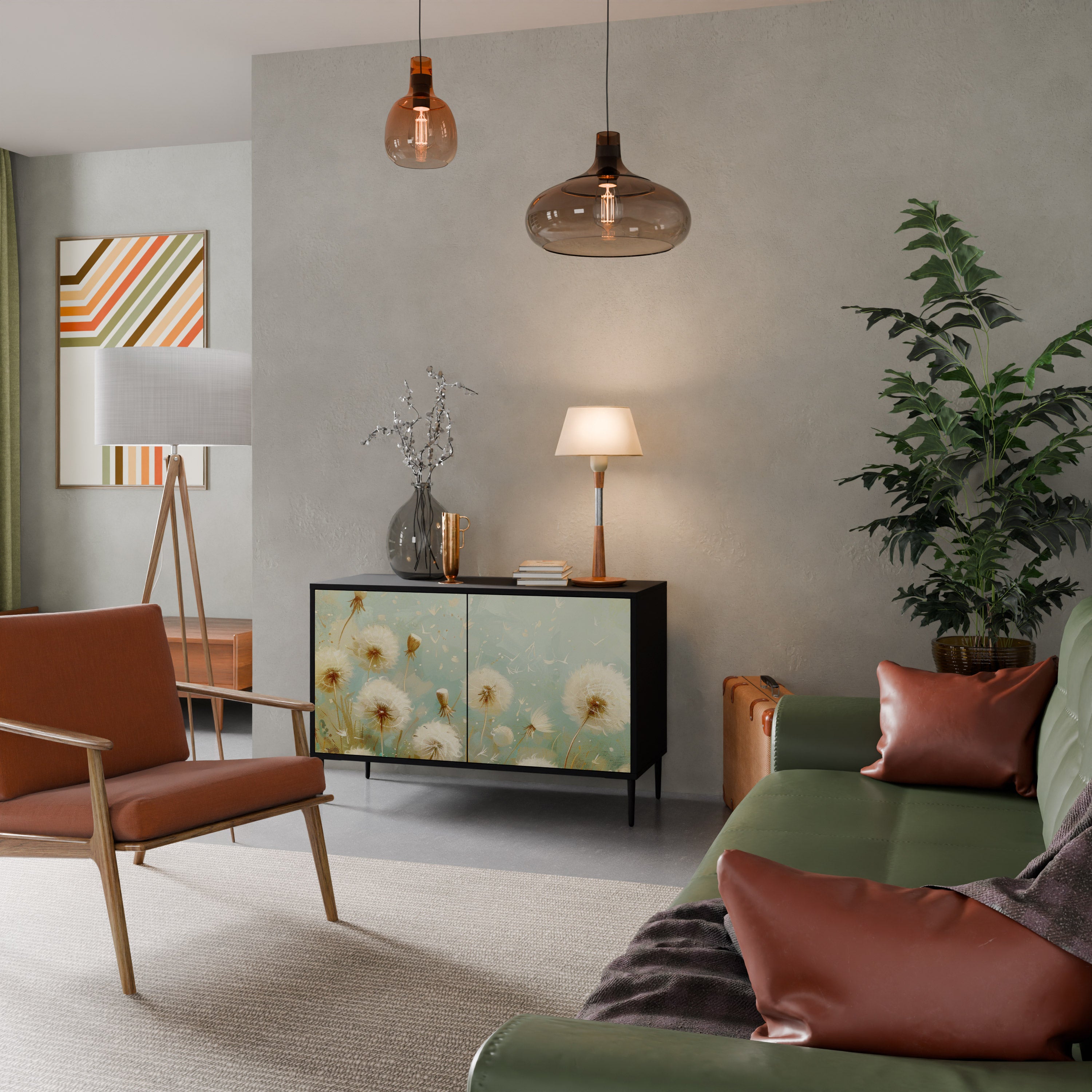 DREAMY MEADOW 2-dörrars skänk i svart finish