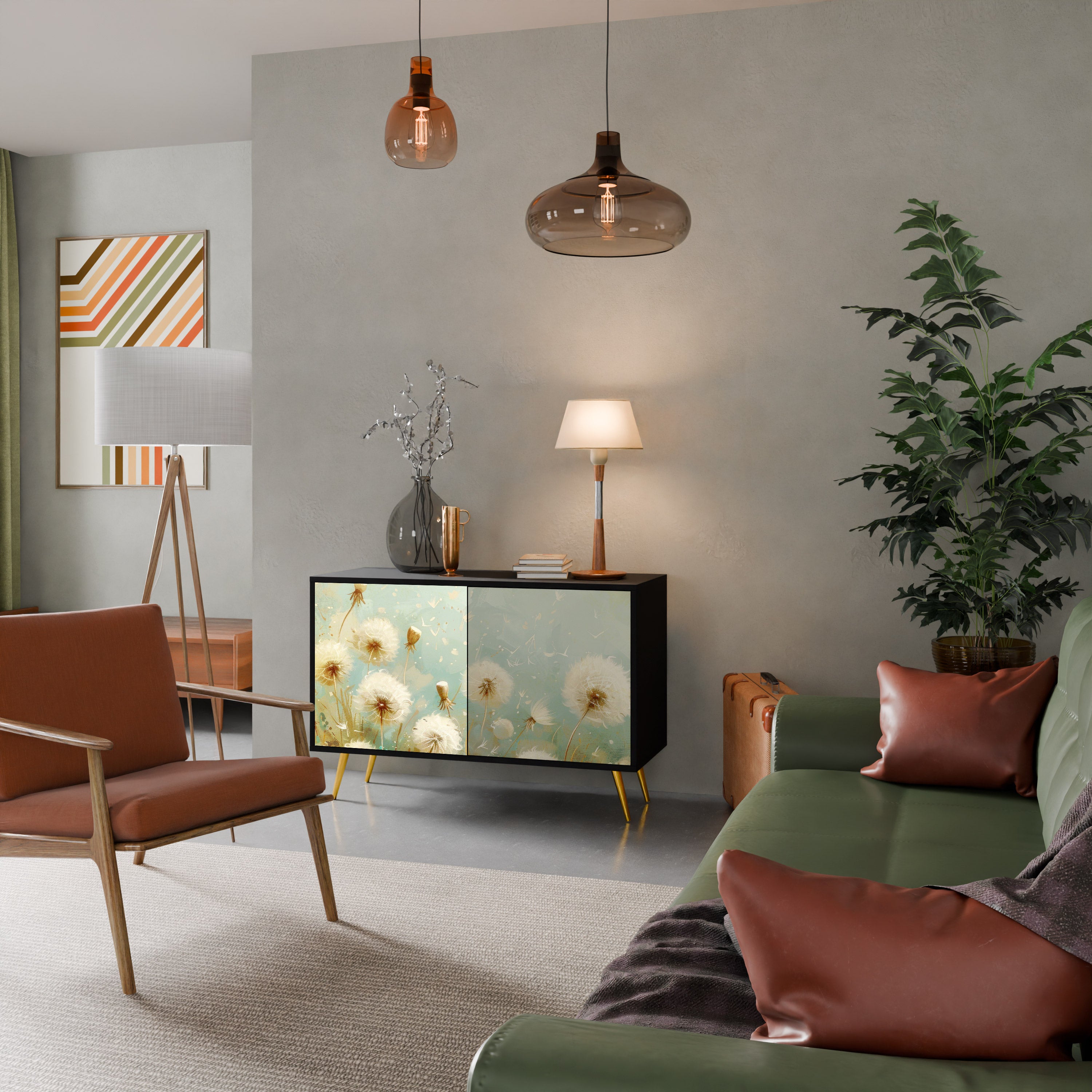 DREAMY MEADOW 2-dörrars skänk i svart finish