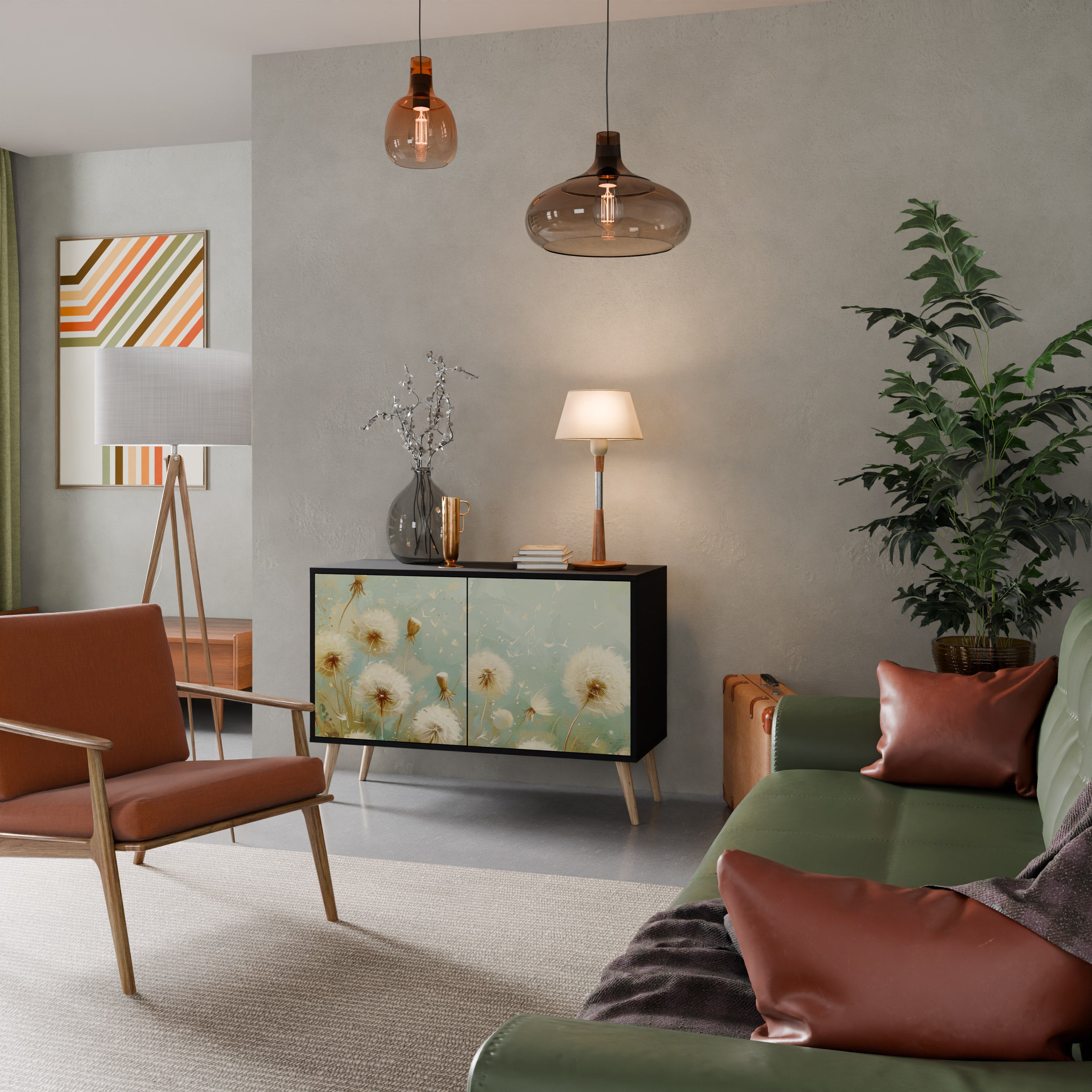 DREAMY MEADOW 2-dörrars skänk i svart finish