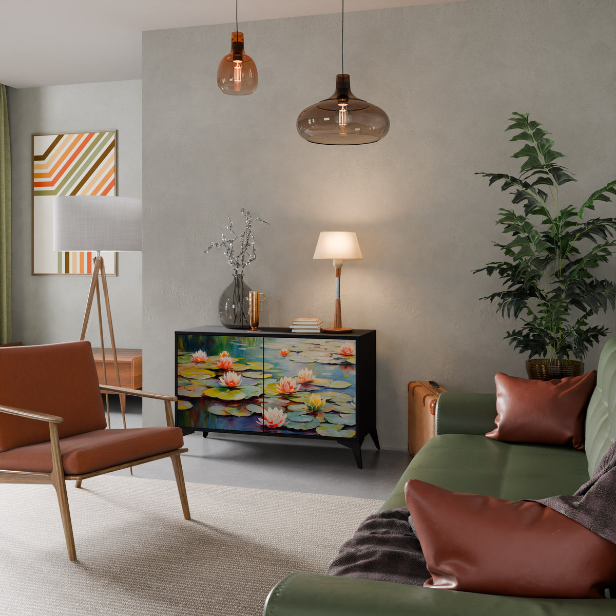 BLOOMING WATERS Skänk med två dörrar