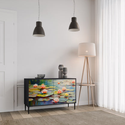 BLOOMING WATERS 2-Door Sideboard in Black Finish