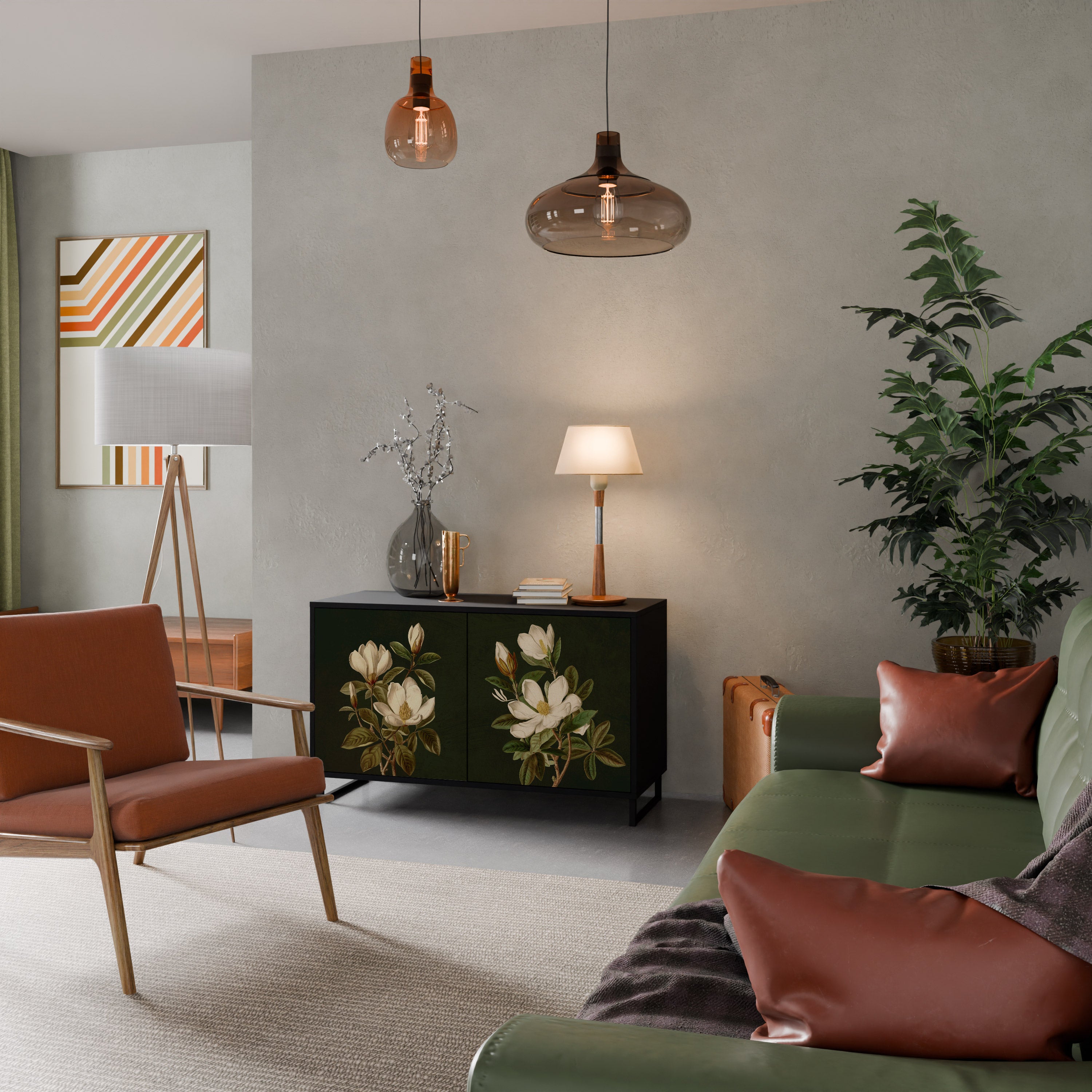 FLORAL NOIR 2-dörrars skänk i svart finish