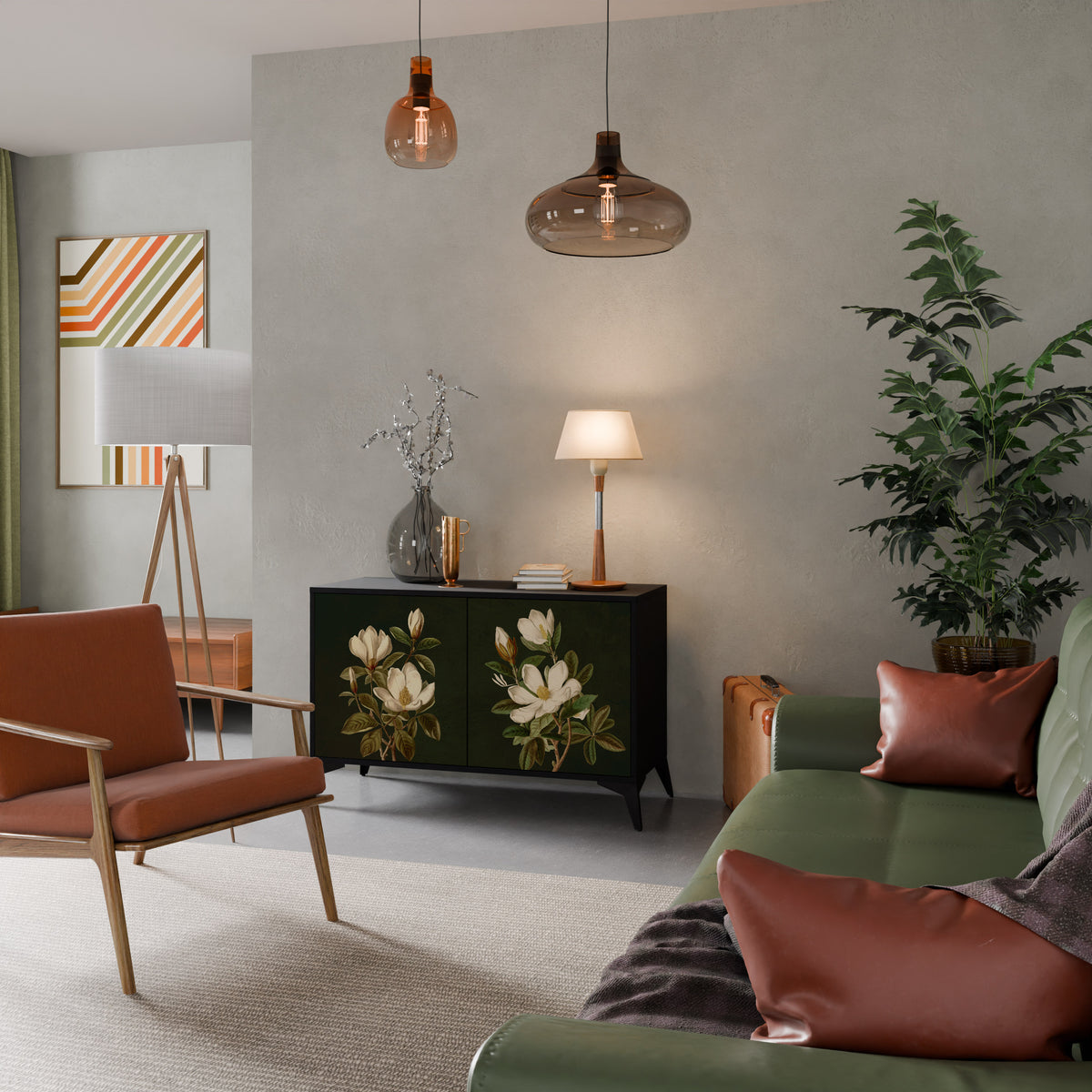 FLORAL NOIR Skänk med två dörrar