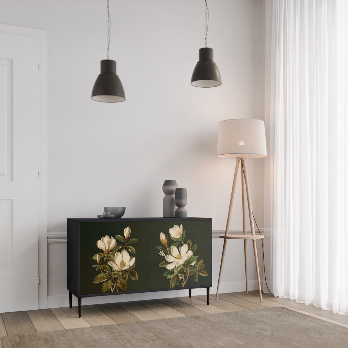 FLORAL NOIR Skänk med två dörrar