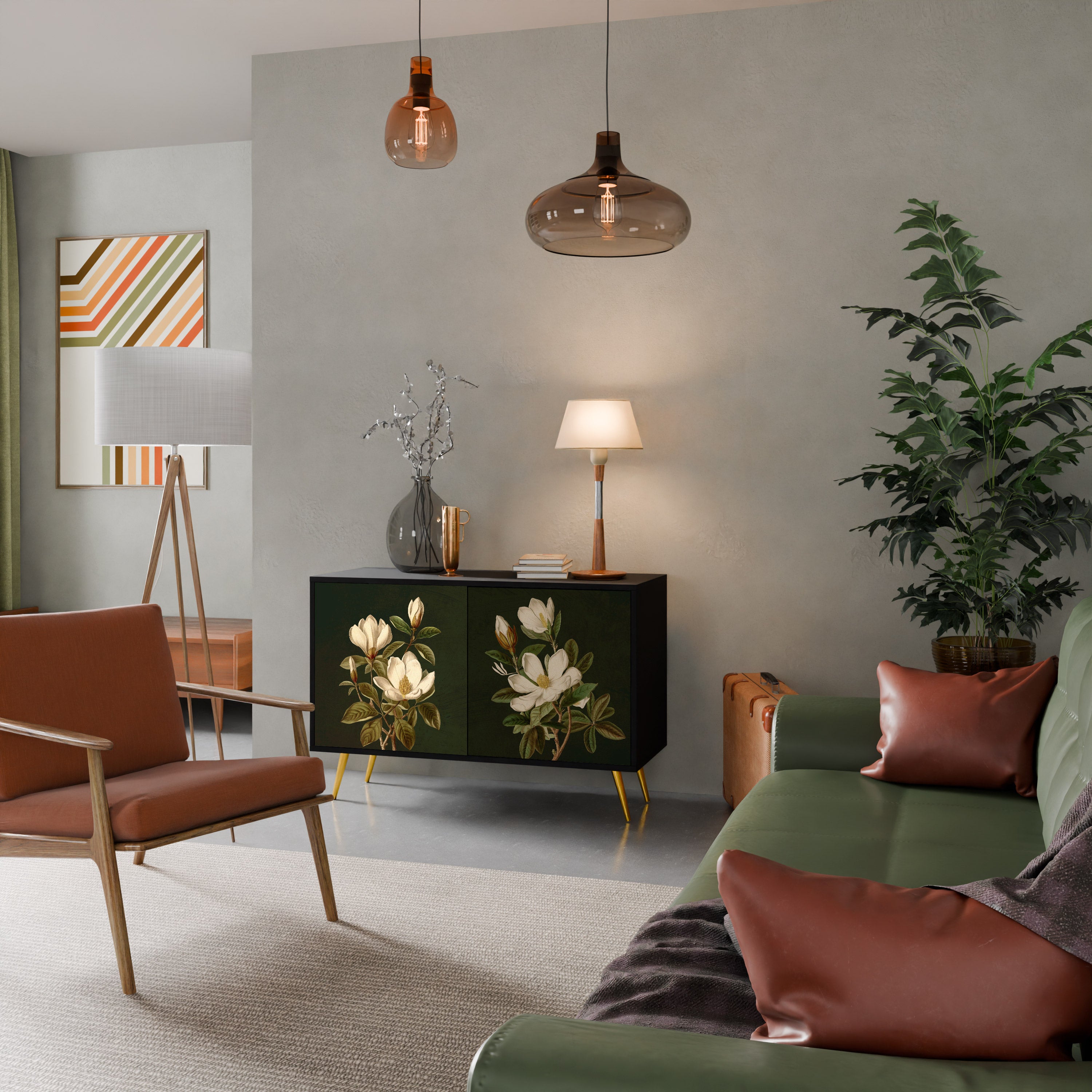 FLORAL NOIR 2-dörrars skänk i svart finish