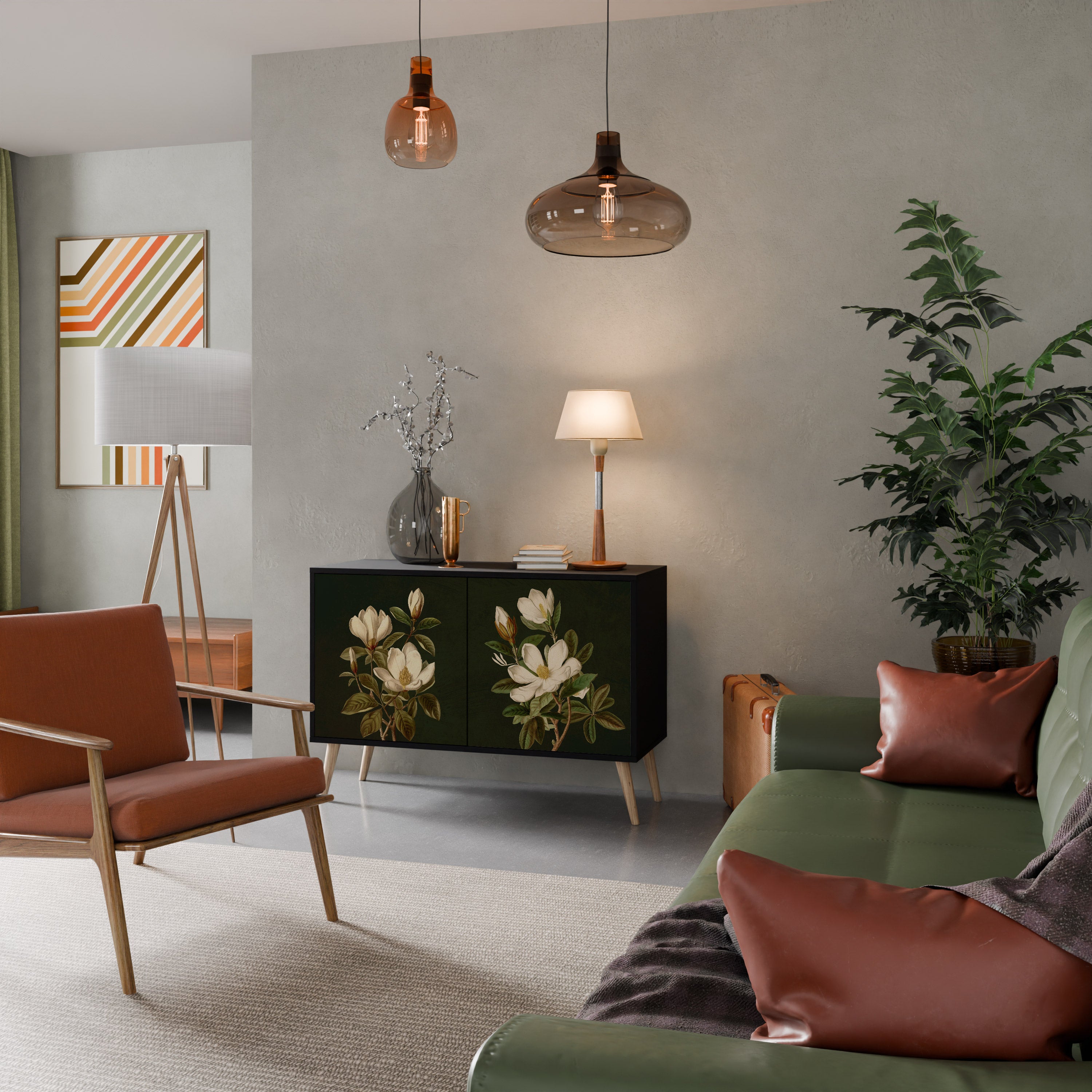 FLORAL NOIR 2-dörrars skänk i svart finish
