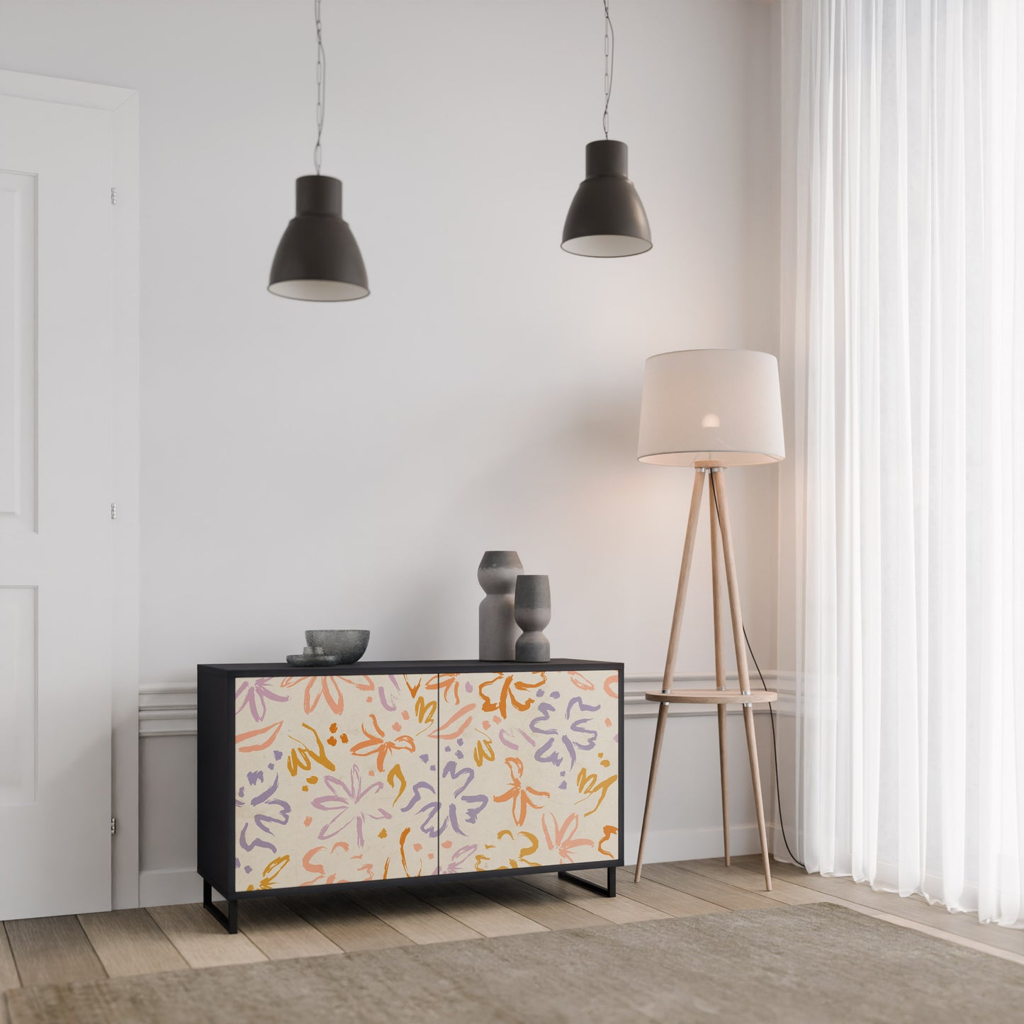 SPRING WHIMSY 2-Door Sideboard in Black Finish