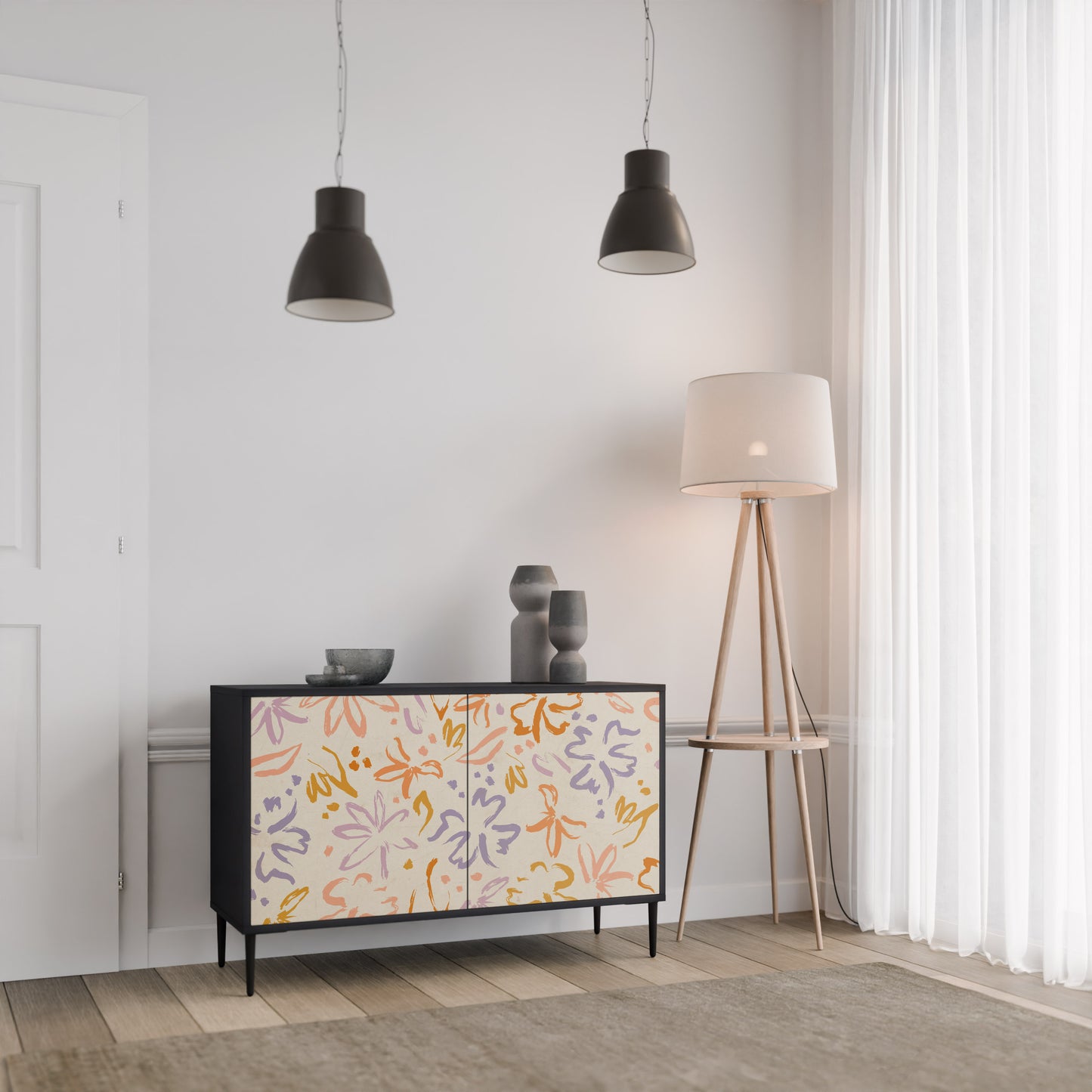 SPRING WHIMSY 2-Door Sideboard in Black Finish