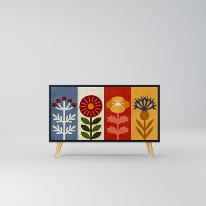 SCANDIC FLOWERET 2-Door Sideboard in Black Finish