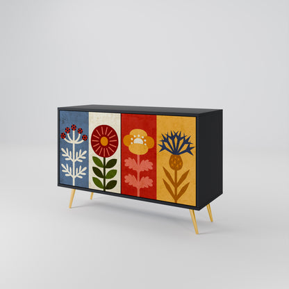 SCANDIC FLOWERET 2-Door Sideboard in Black Finish