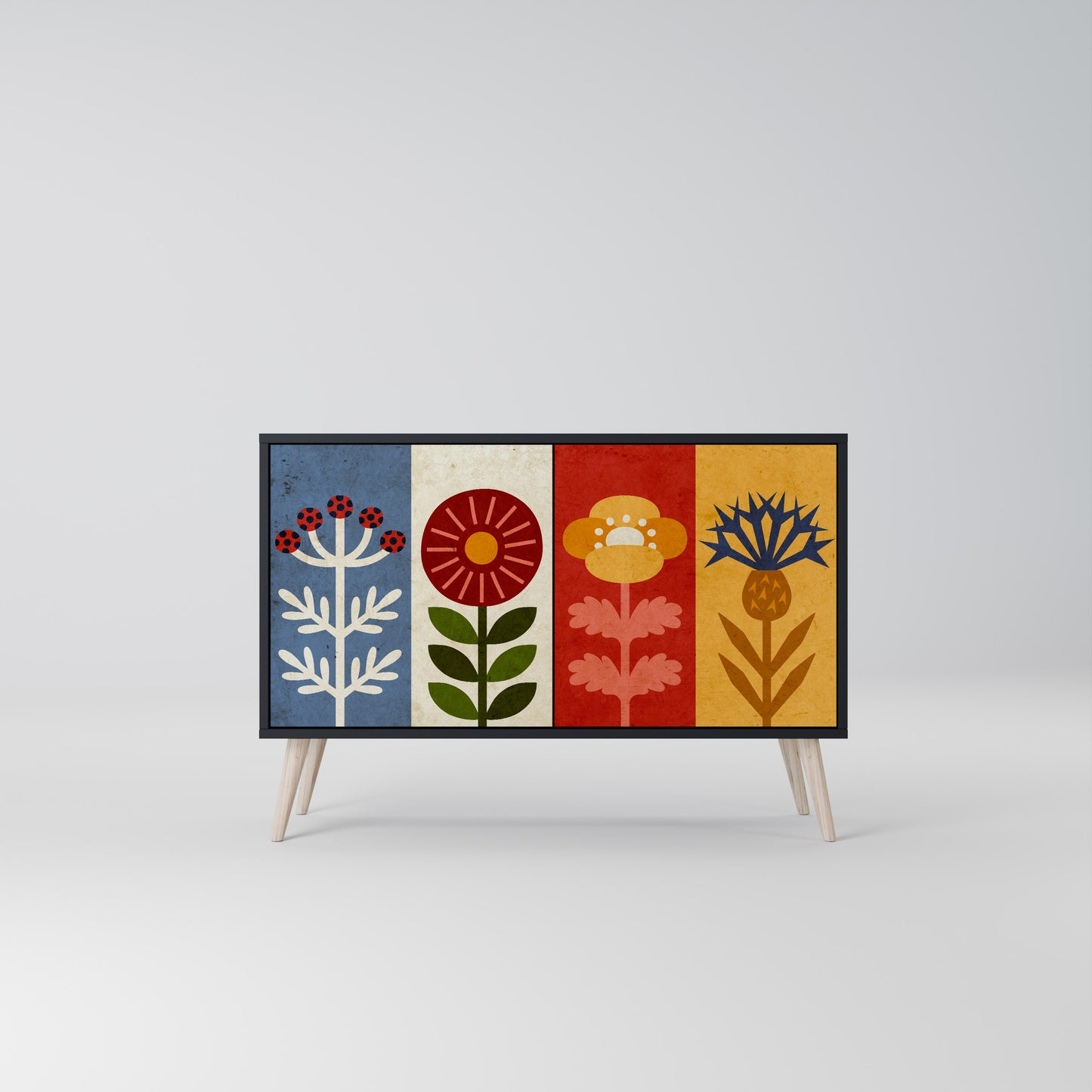 SCANDIC FLOWERET 2-Door Sideboard in Black Finish