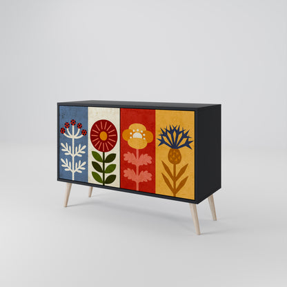 SCANDIC FLOWERET 2-Door Sideboard in Black Finish