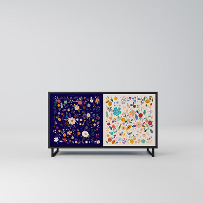 FLORAL COMBINATION 2-Door Sideboard in Black Finish