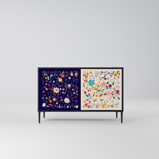 FLORAL COMBINATION 2-Door Sideboard in Black Finish