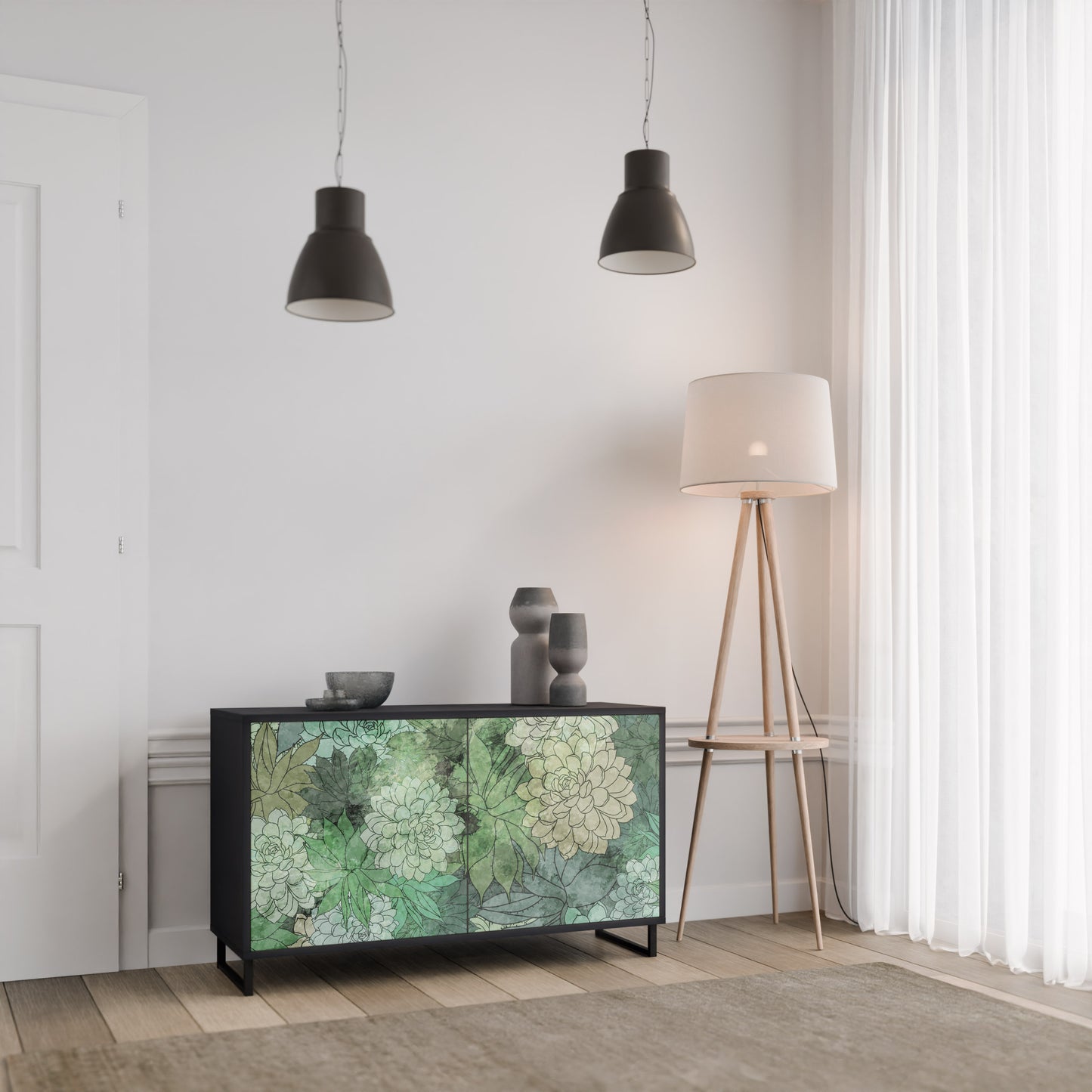 SUCCULENT CLUSTER 2-Door Sideboard in Black Finish