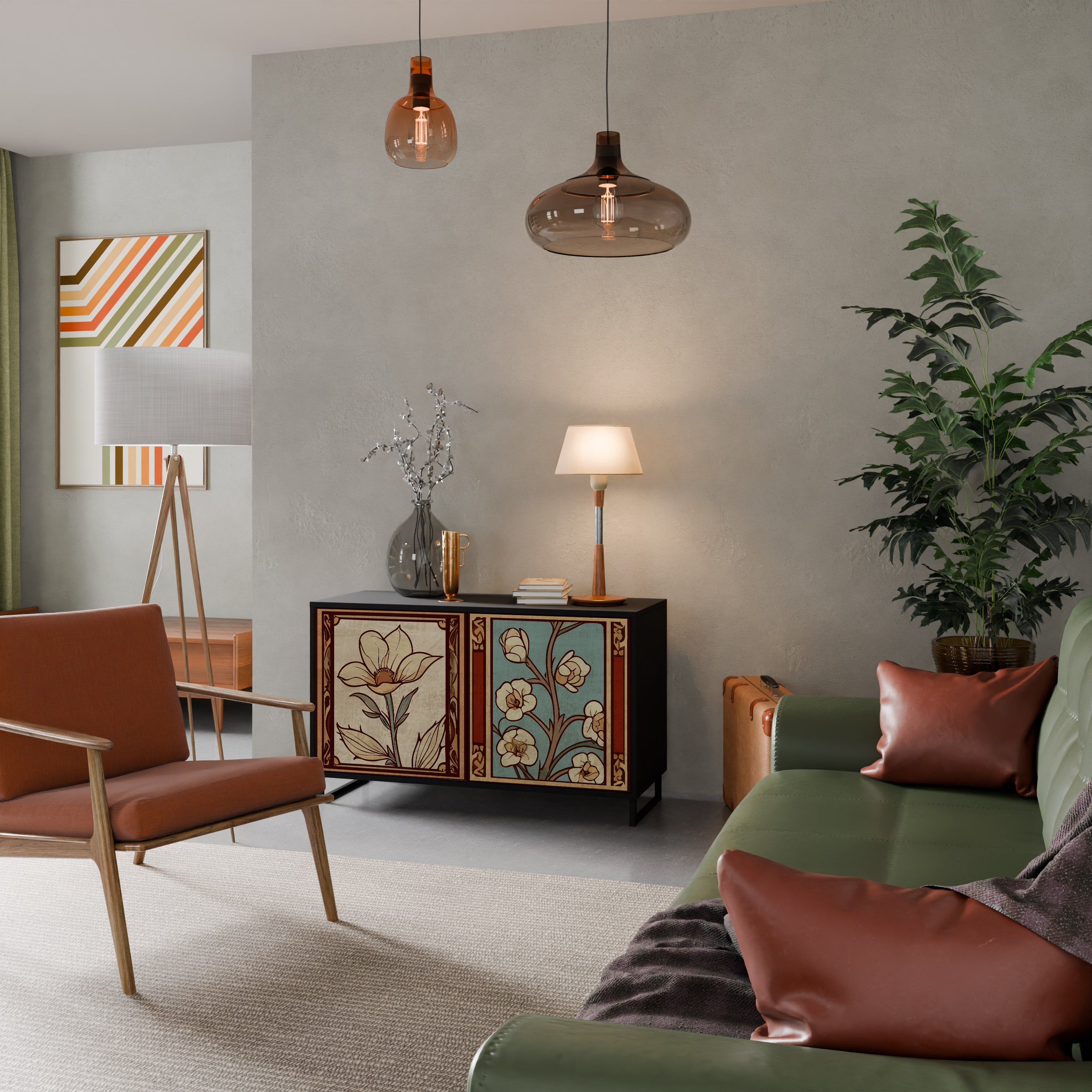 TIDLÖS FLORA 2-dörrars skänk i svart finish