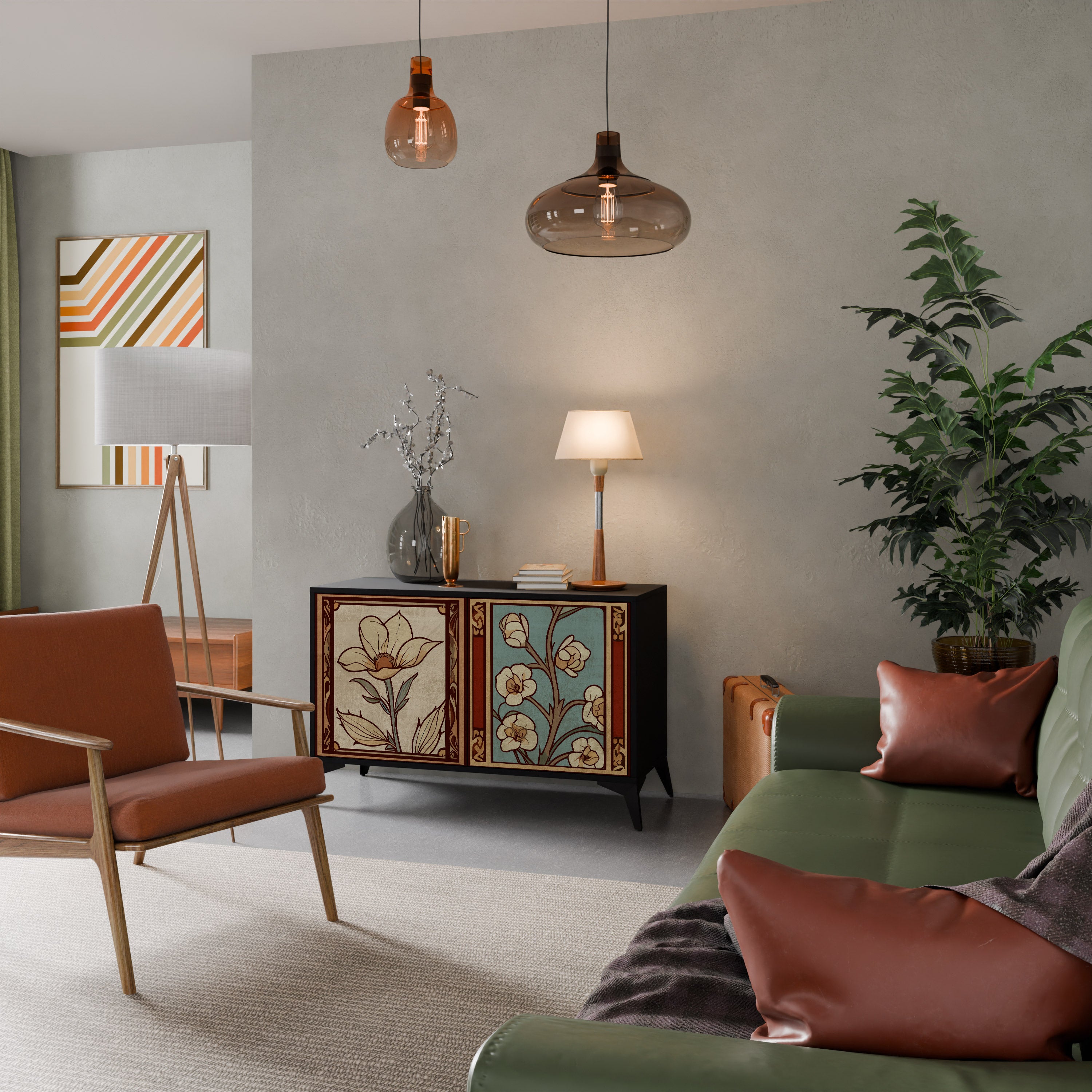 TIDLÖS FLORA 2-dörrars skänk i svart finish