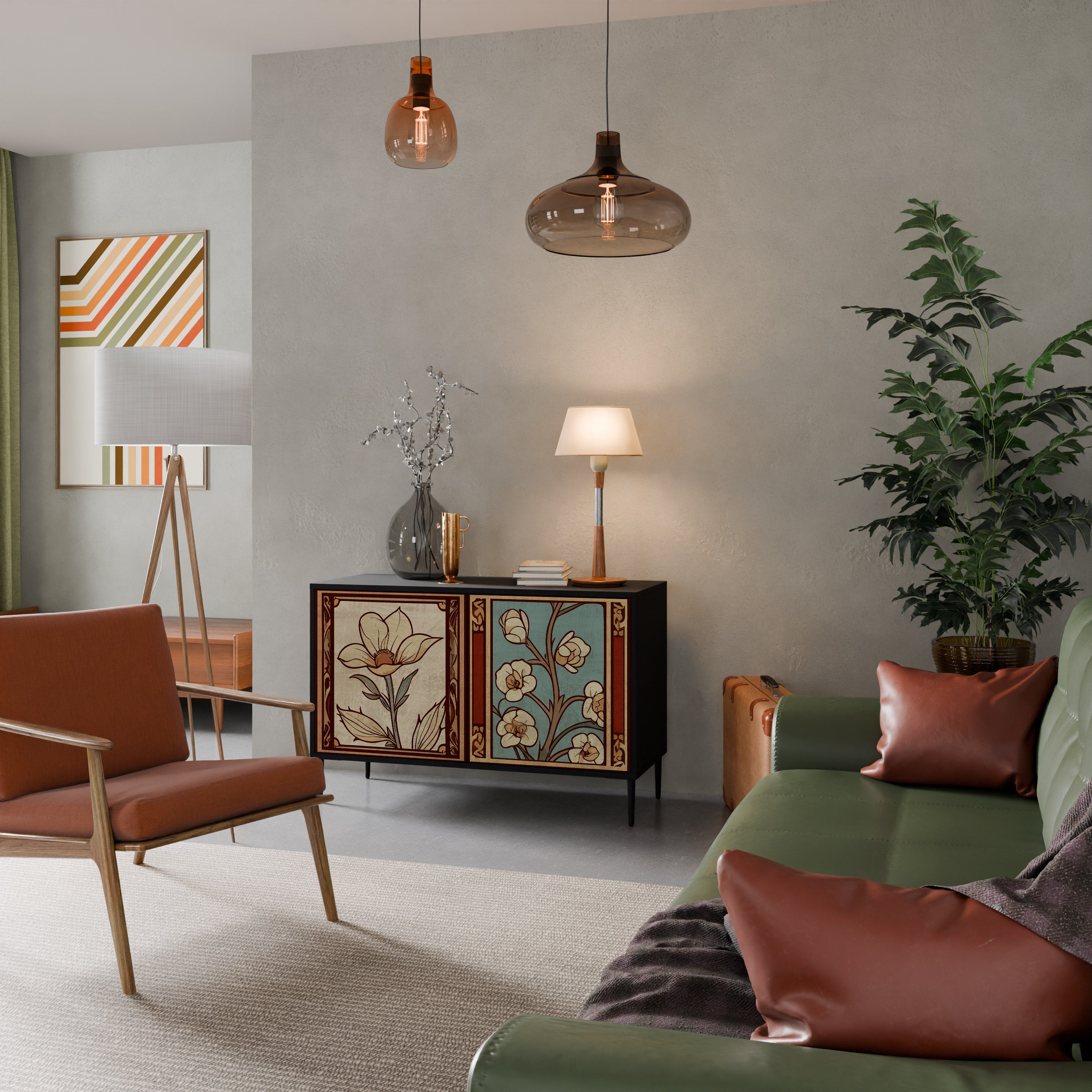 TIDLÖS FLORA 2-dörrars skänk i svart finish