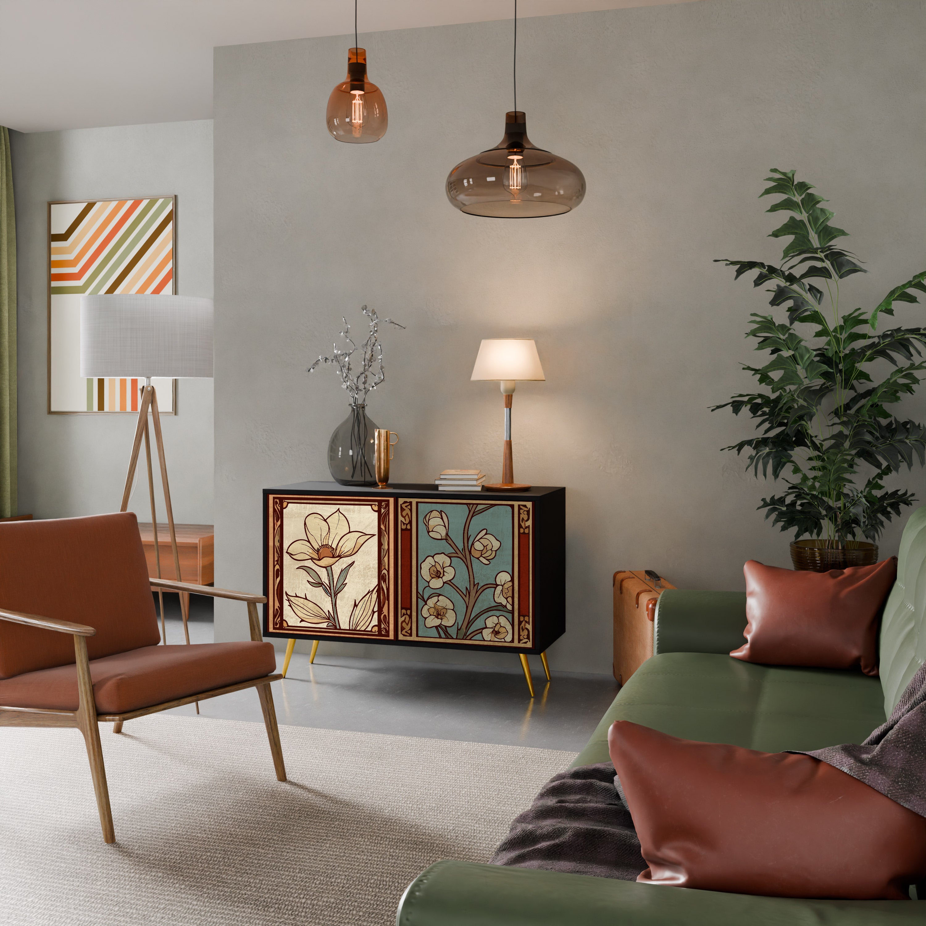 TIDLÖS FLORA 2-dörrars skänk i svart finish