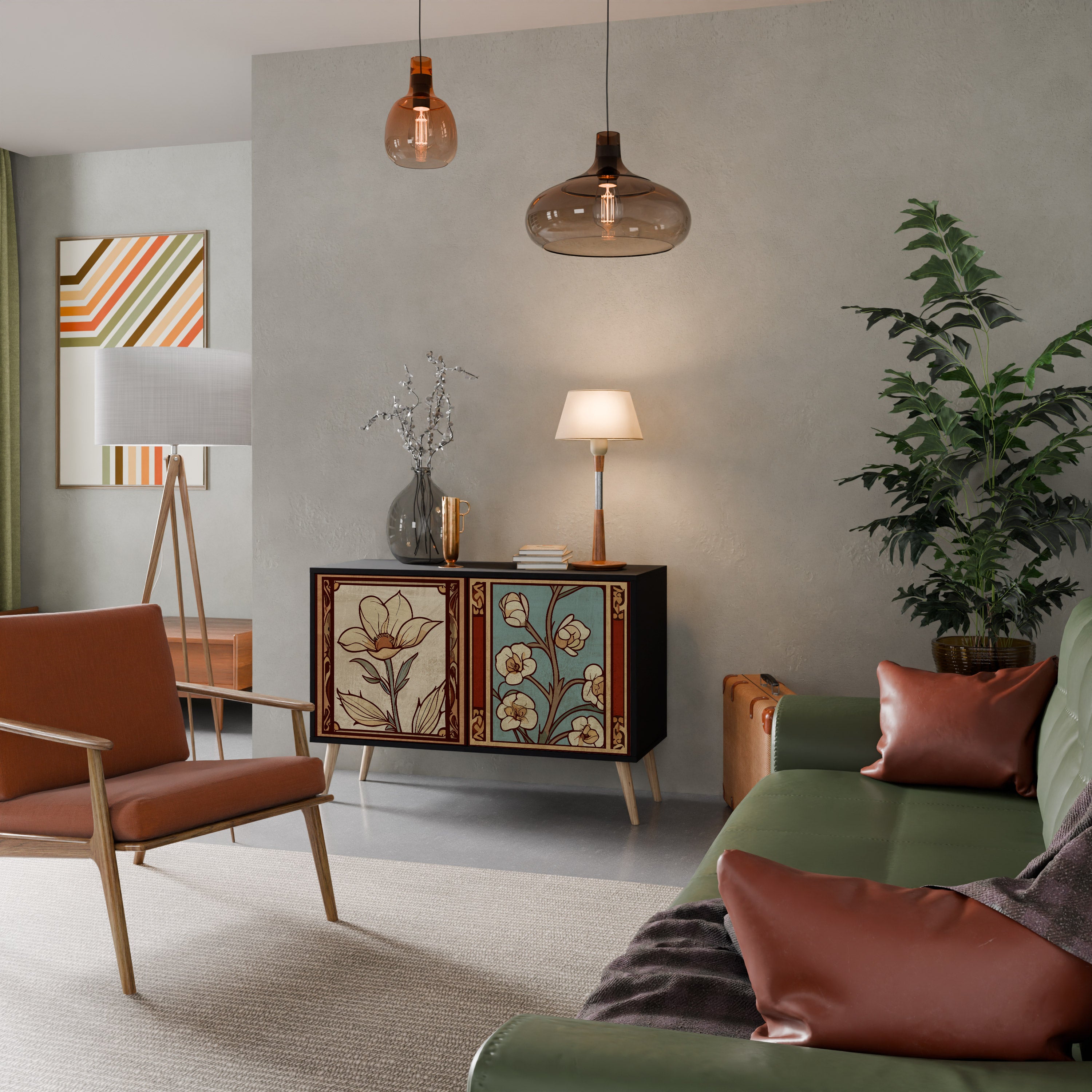 TIDLÖS FLORA 2-dörrars skänk i svart finish