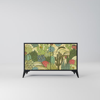 SUCCULENTS KALEIDOSCOPE 2-Door Sideboard in Black Finish
