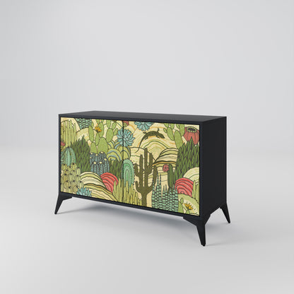 SUCCULENTS KALEIDOSCOPE 2-Door Sideboard in Black Finish