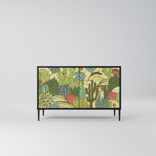 SUCCULENTS KALEIDOSCOPE 2-Door Sideboard in Black Finish