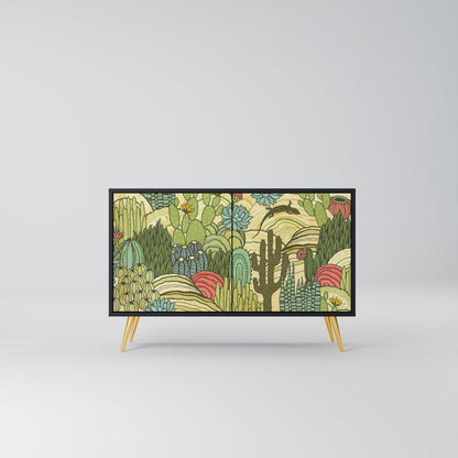SUCCULENTS KALEIDOSCOPE 2-Door Sideboard in Black Finish