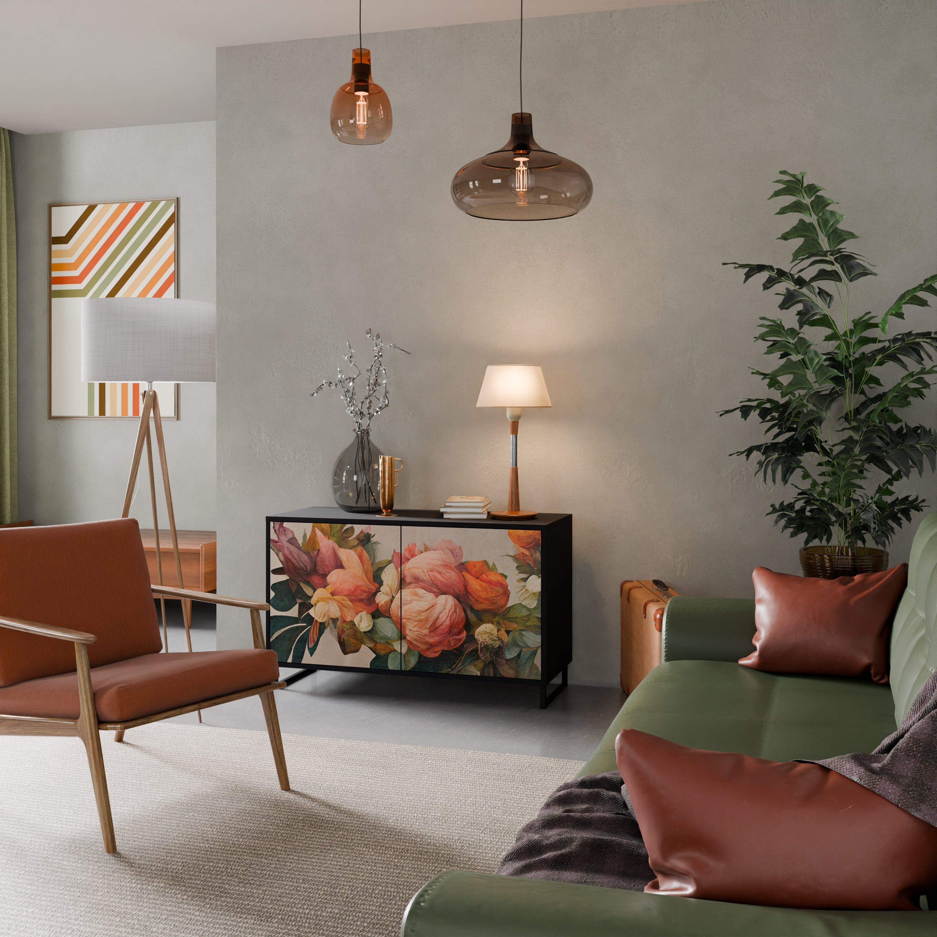 STYLISH BEAUTY 2-dörrars skänk i svart finish