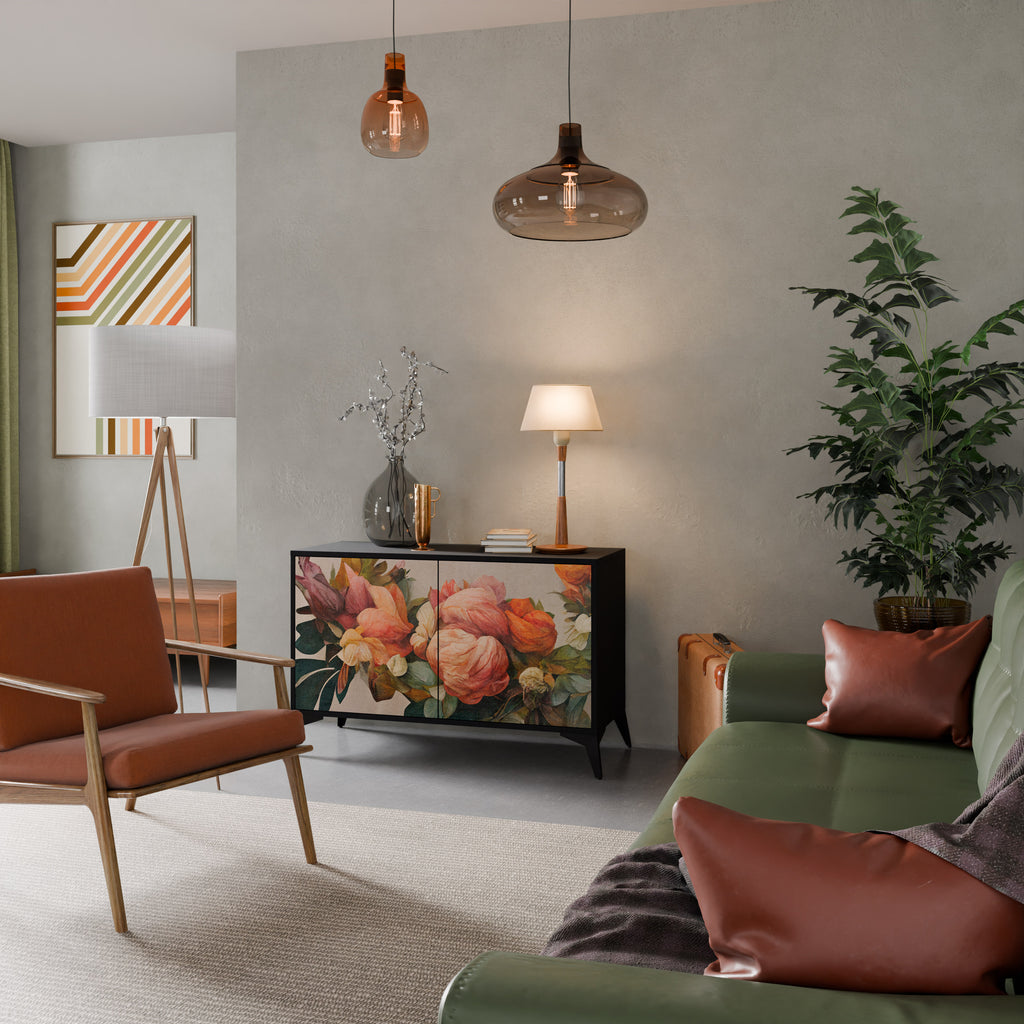 STYLISH BEAUTY 2-dörrars skänk i svart finish