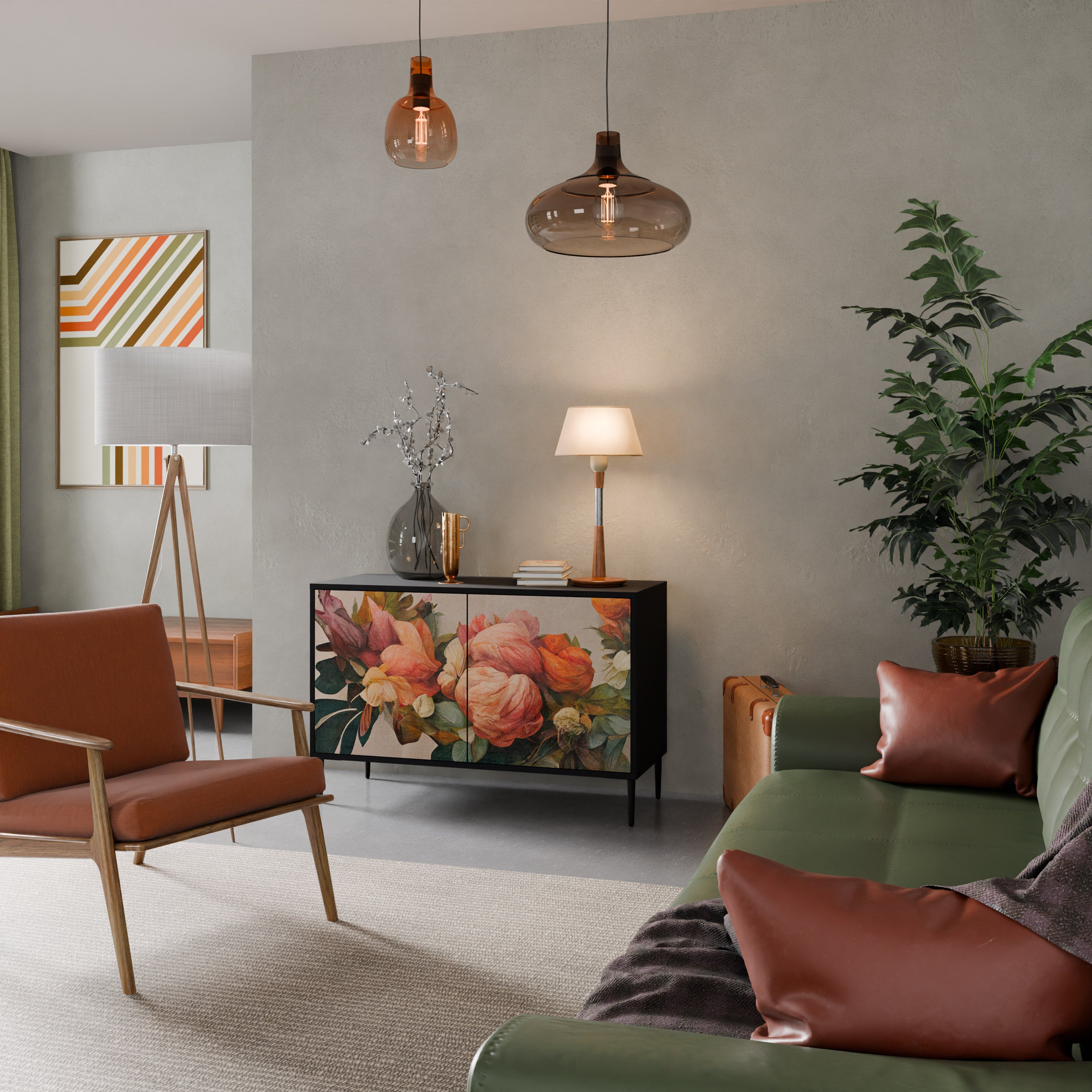 STYLISH BEAUTY 2-dörrars skänk i svart finish