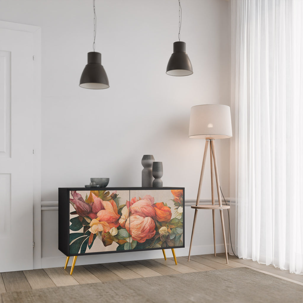 STYLISH BEAUTY 2-dörrars skänk i svart finish