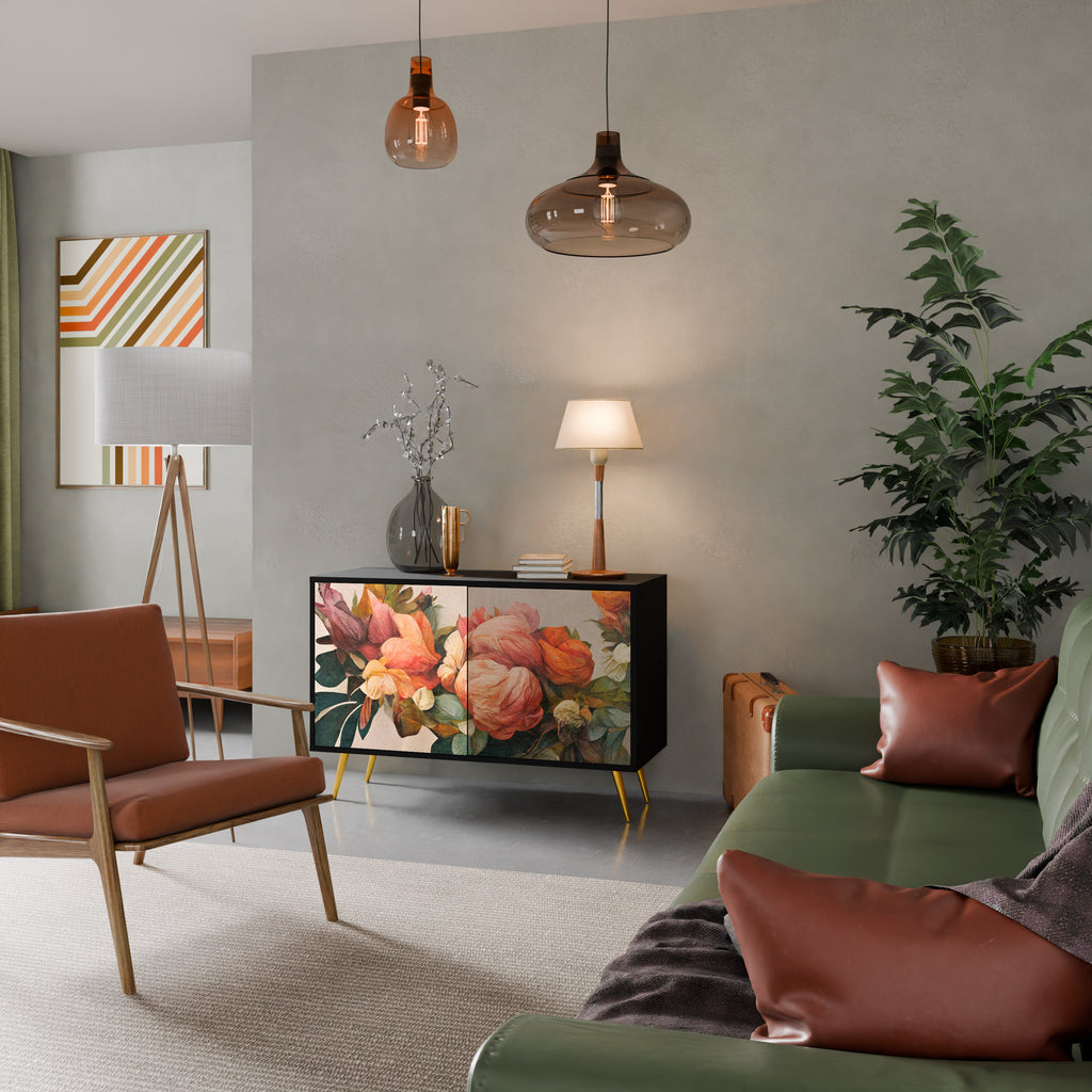STYLISH BEAUTY 2-dörrars skänk i svart finish