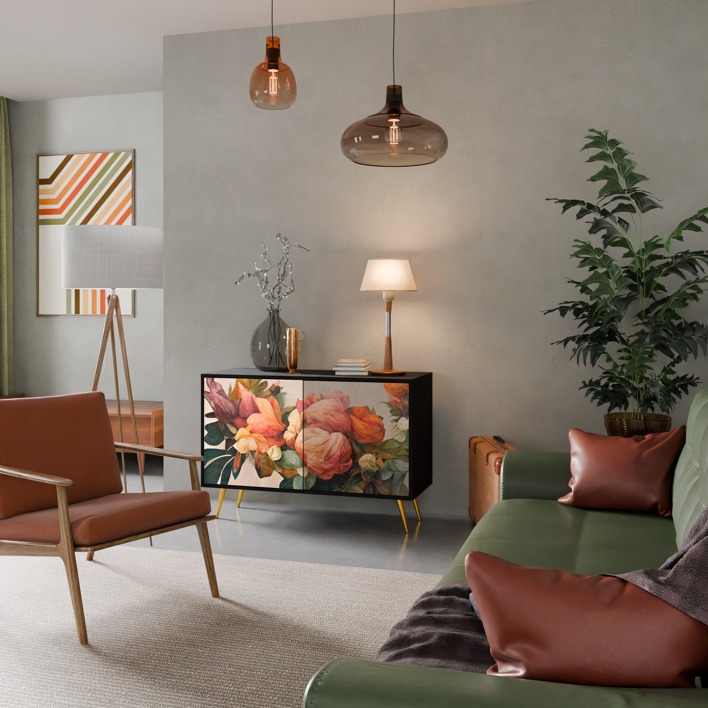 STYLISH BEAUTY 2-dörrars skänk i svart finish