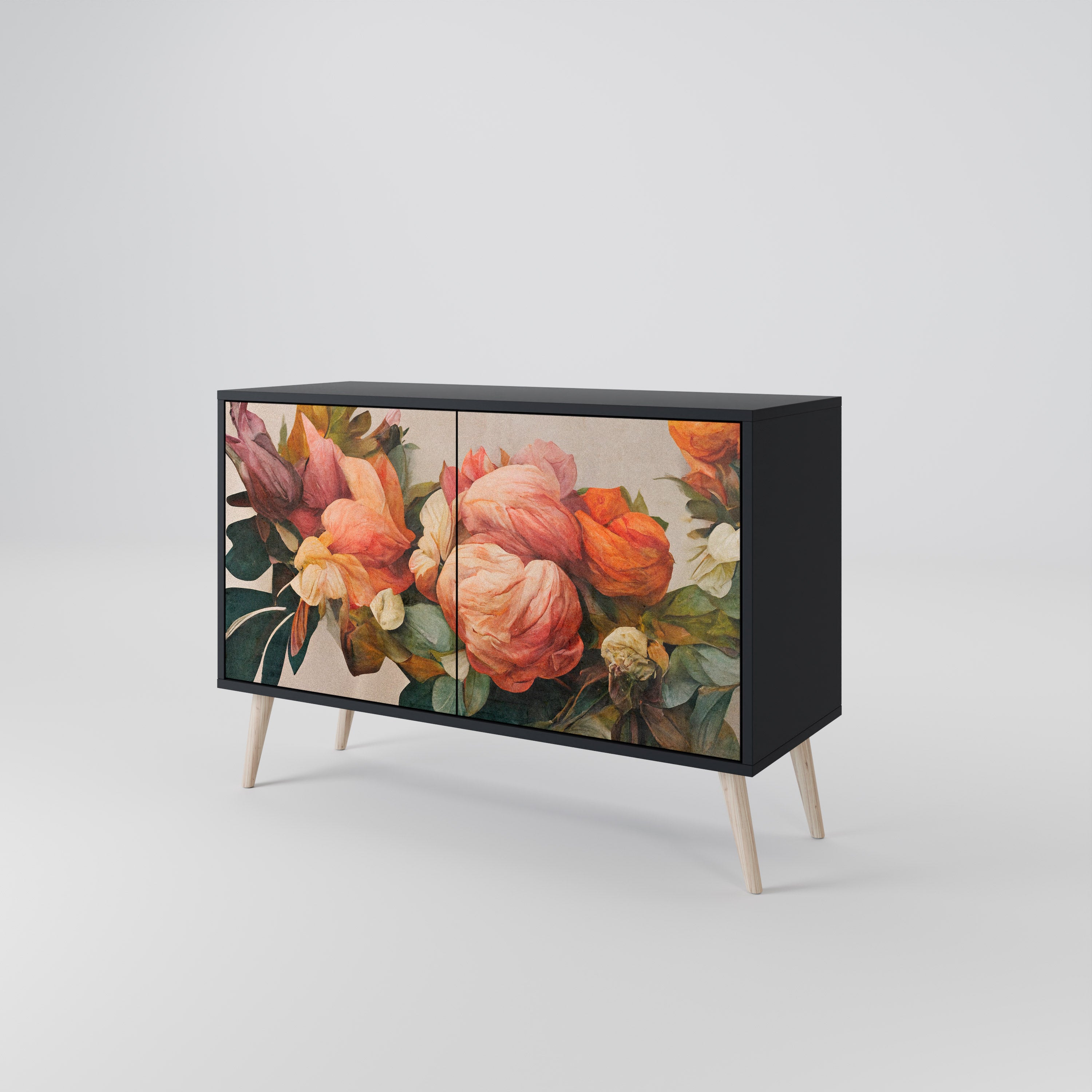 STYLISH BEAUTY 2-dörrars skänk i svart finish