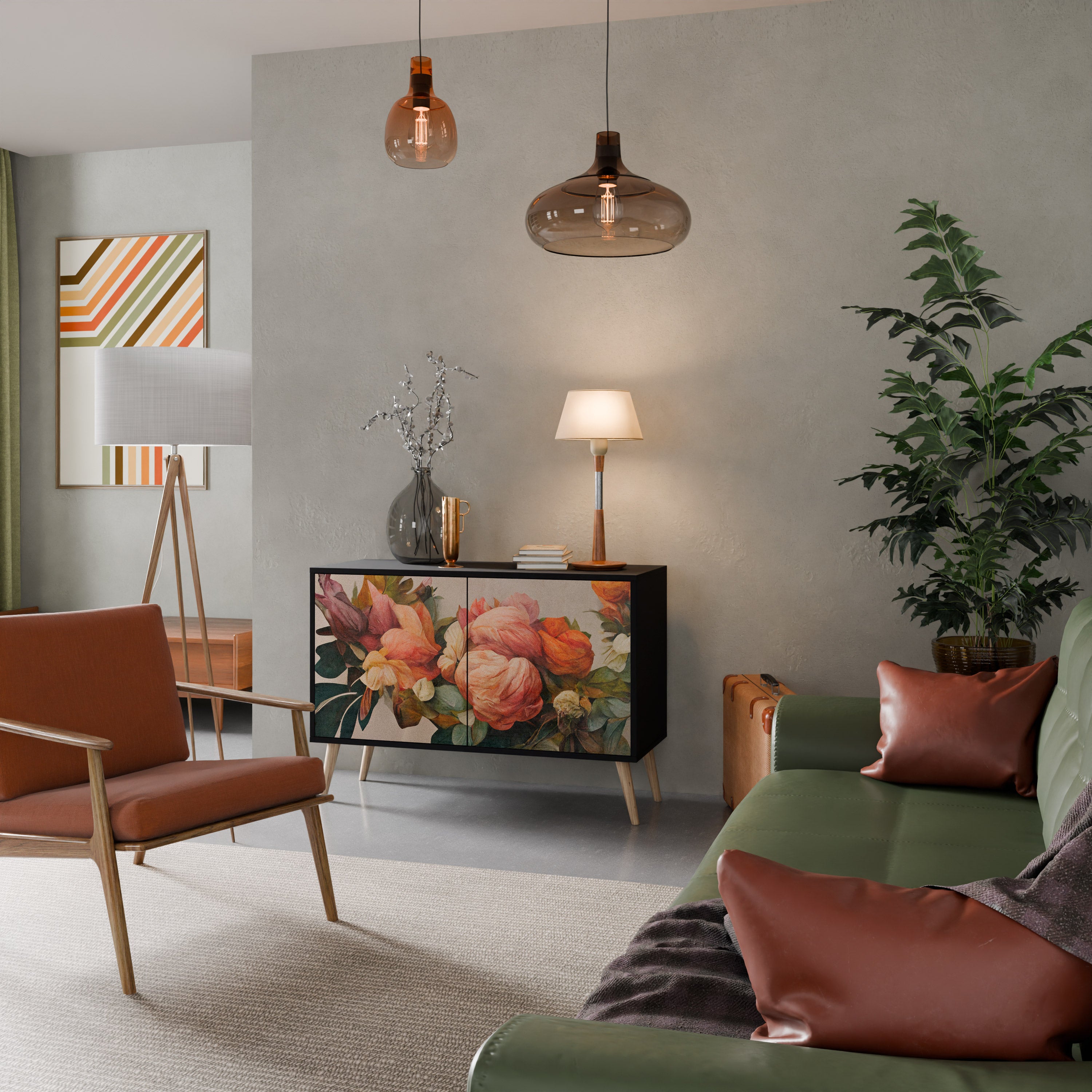 STYLISH BEAUTY 2-dörrars skänk i svart finish