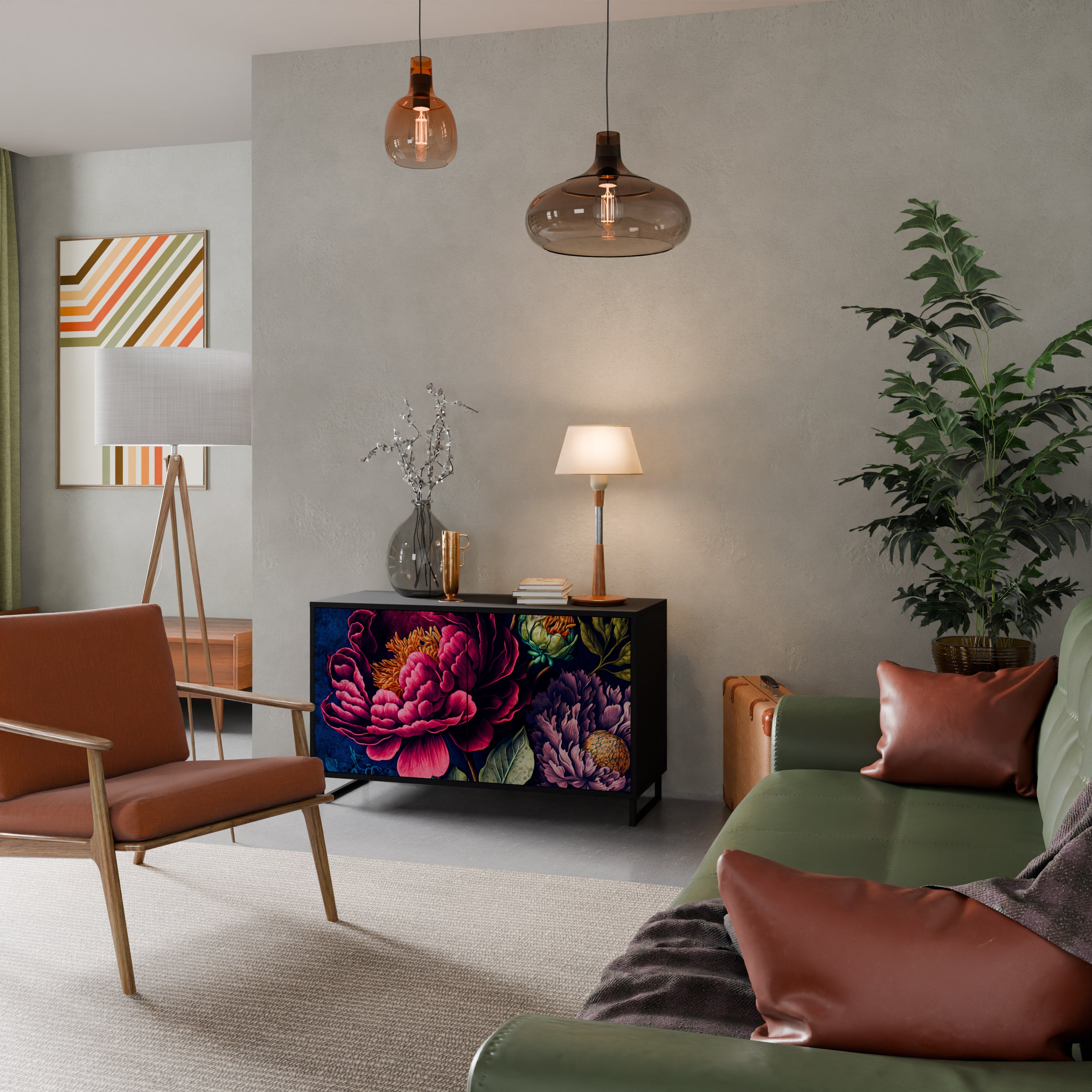 BLOOMING ELEGANCE 2-dörrars skänk i svart finish