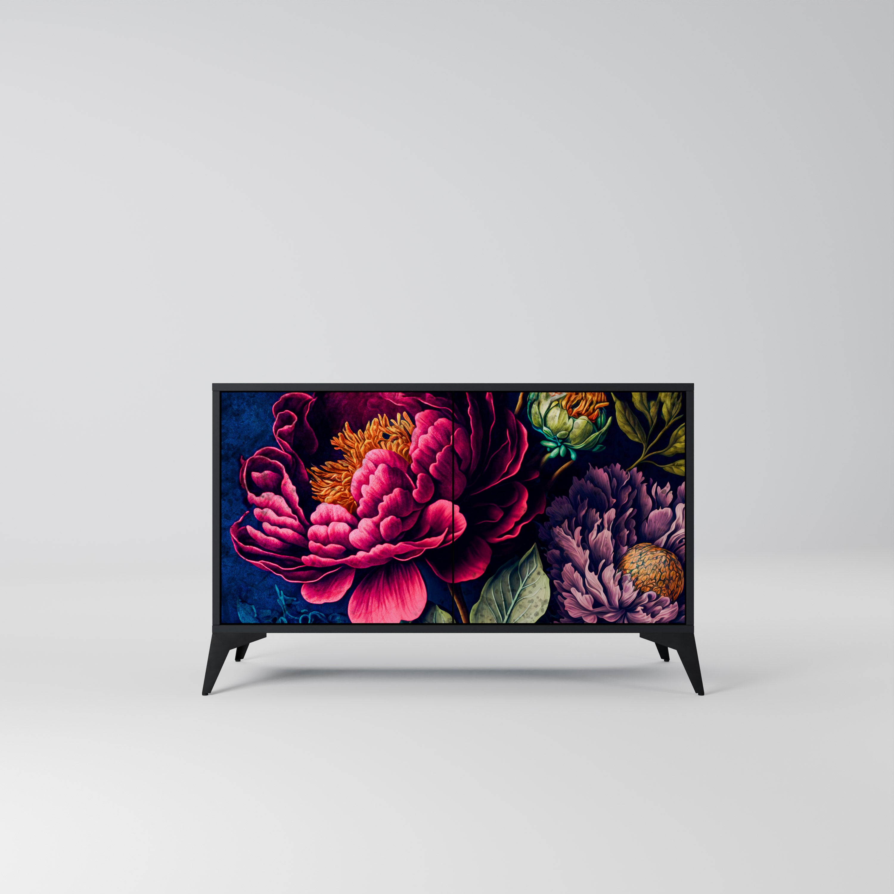 BLOOMING ELEGANCE 2-dörrars skänk i svart finish