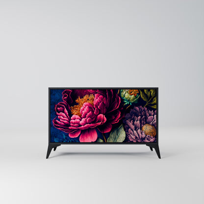 BLOOMING ELEGANCE 2-Door Sideboard in Black Finish
