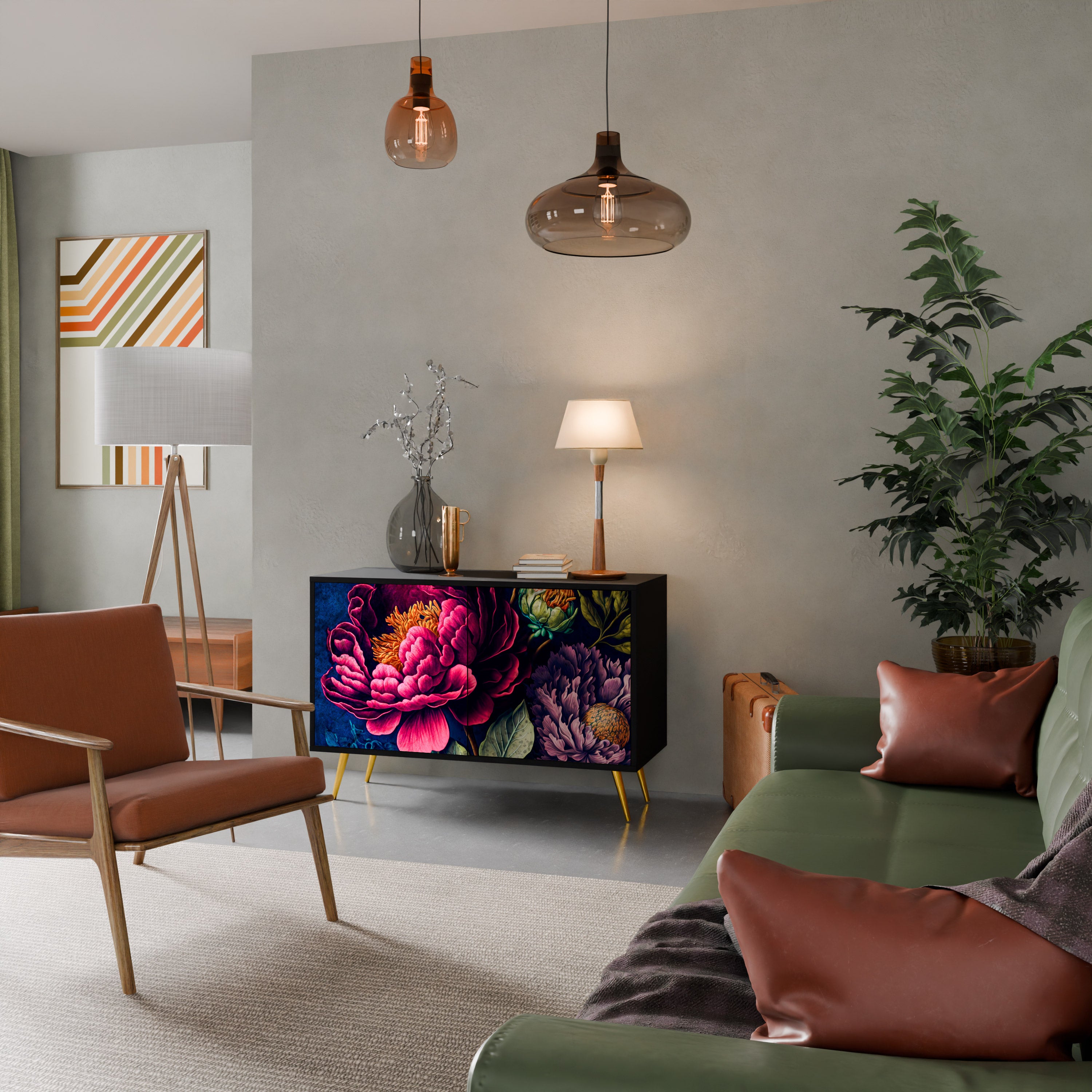 BLOOMING ELEGANCE 2-dörrars skänk i svart finish