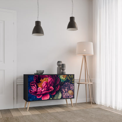 BLOOMING ELEGANCE 2-Door Sideboard in Black Finish