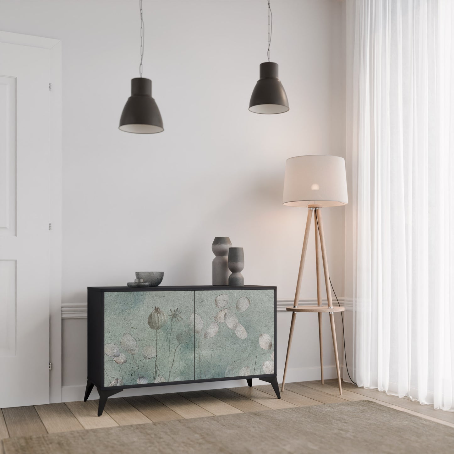 NIGHT LADY 2-Door Sideboard in Black Finish