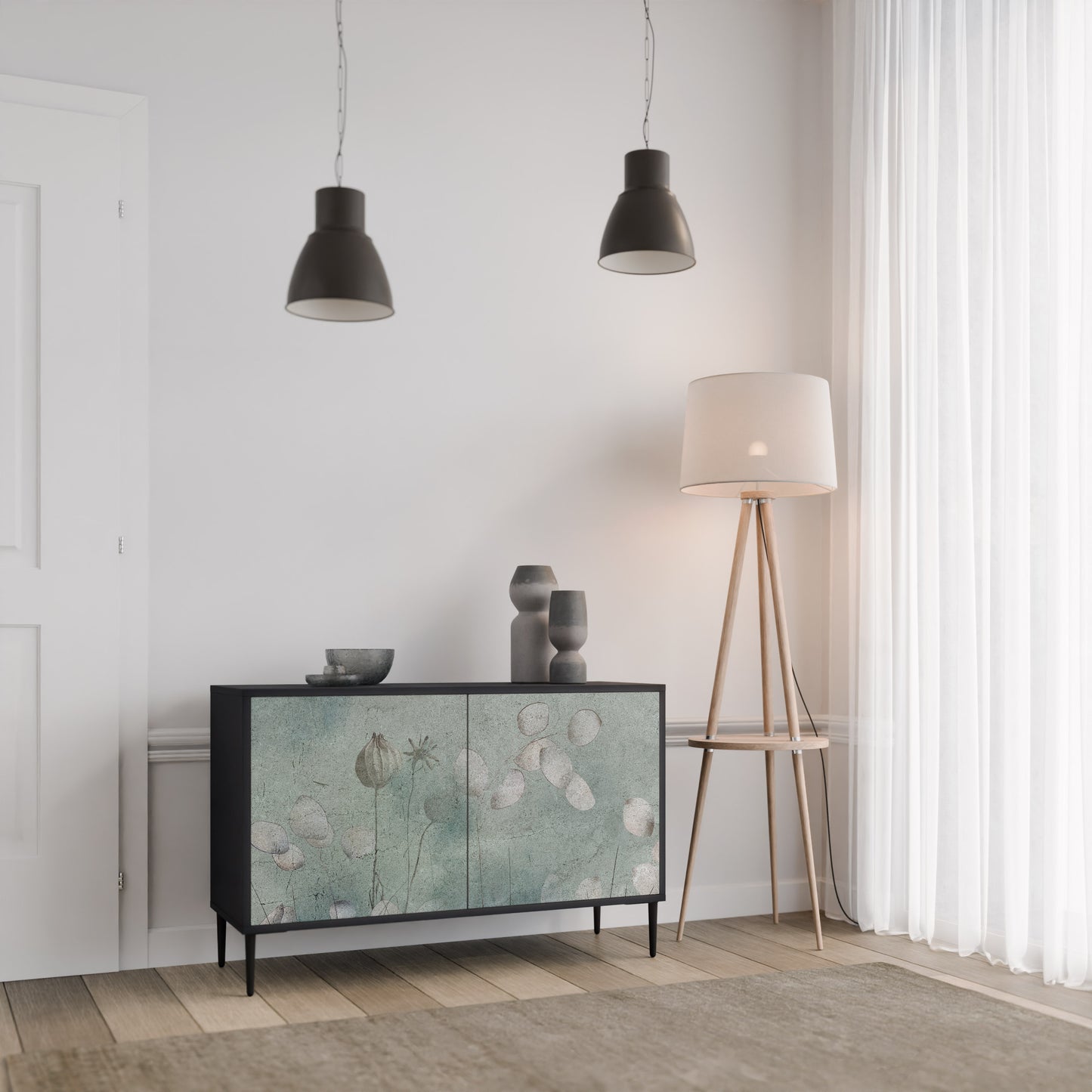 NIGHT LADY 2-Door Sideboard in Black Finish