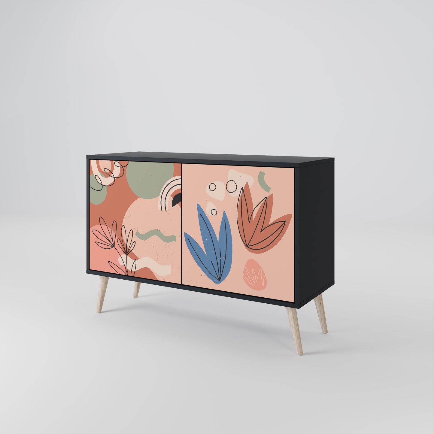 PASTEL DESTINY 2-Door Sideboard in Black Finish