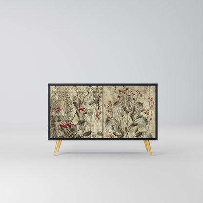 HERBAL GRACE 2-Door Sideboard in Black Finish