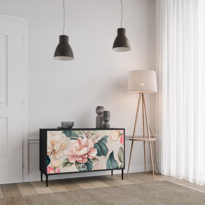 FLORAL GRACE 2-Door Sideboard in Black Finish