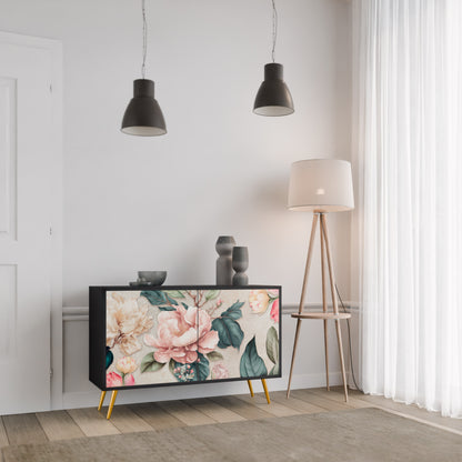 FLORAL GRACE 2-Door Sideboard in Black Finish