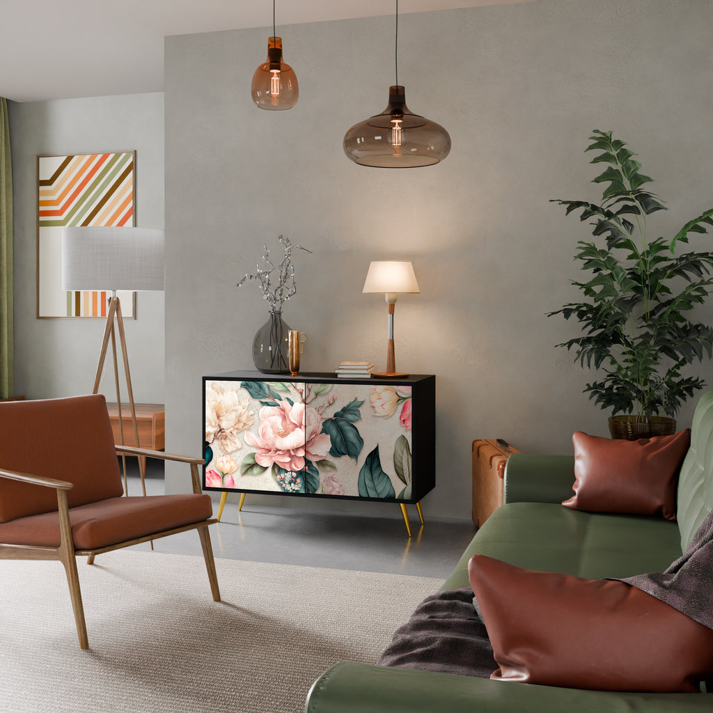 FLORAL GRACE 2-dörrars skänk i svart finish